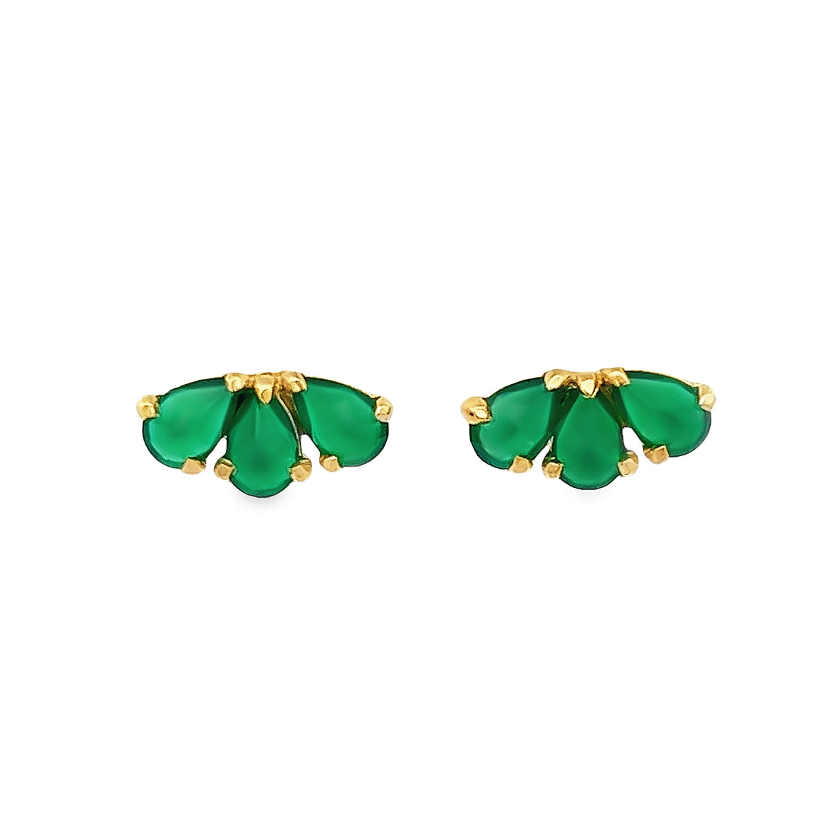 PEARS CUT GREEN ONYX SET IN 925 GOLD PLATED