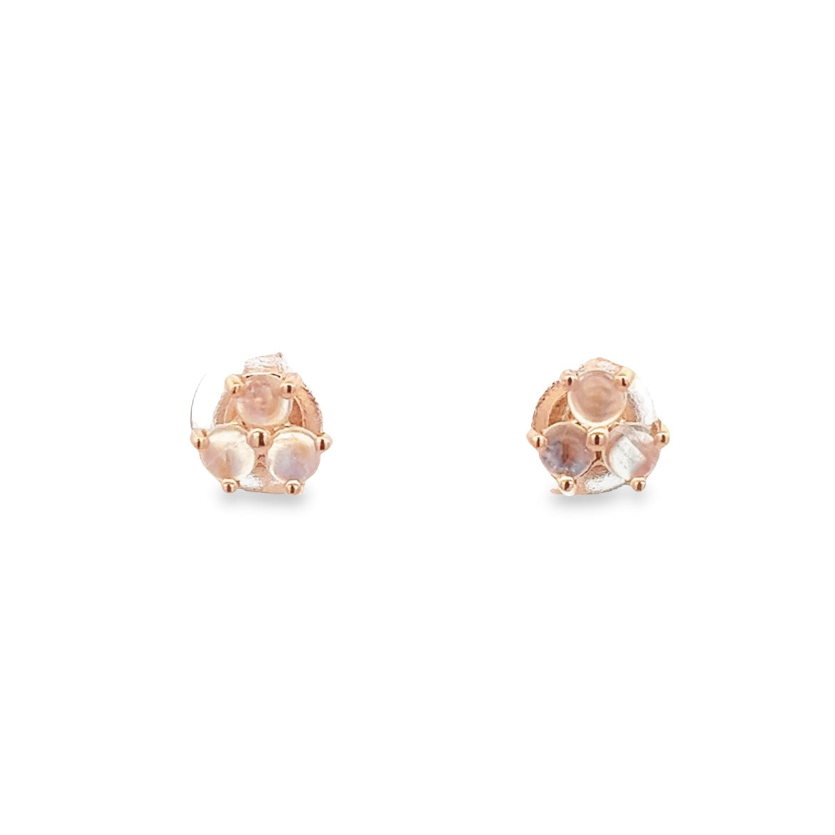925 SILVER ROSE GOLD THREE STONE MOONSTONE EARRINGS
