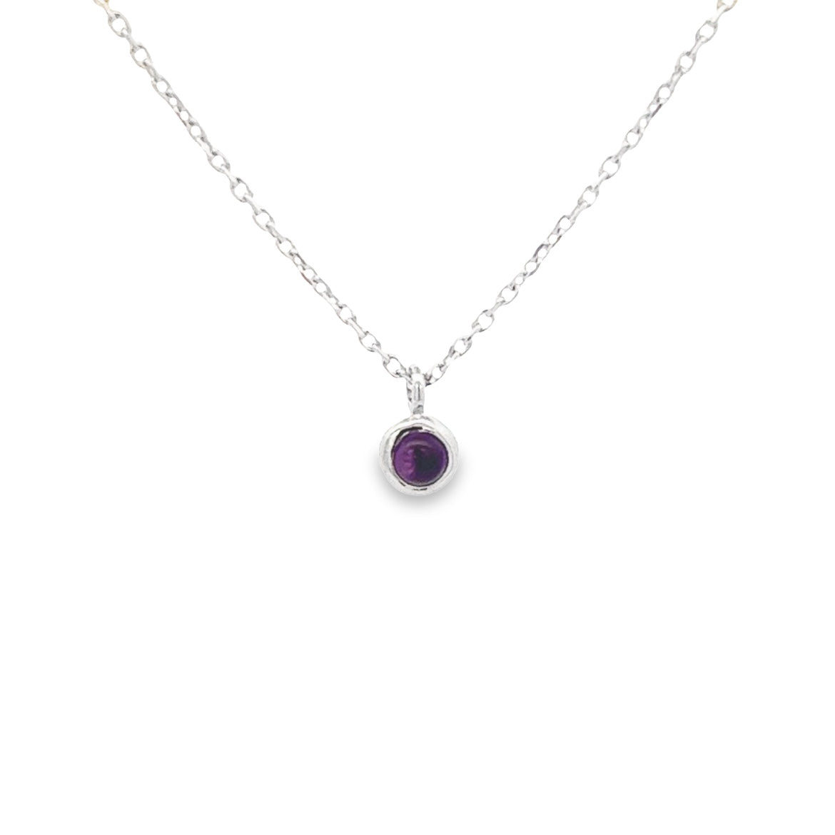 925 SILVER PLATED ROUND AMETHYST PENDANT
