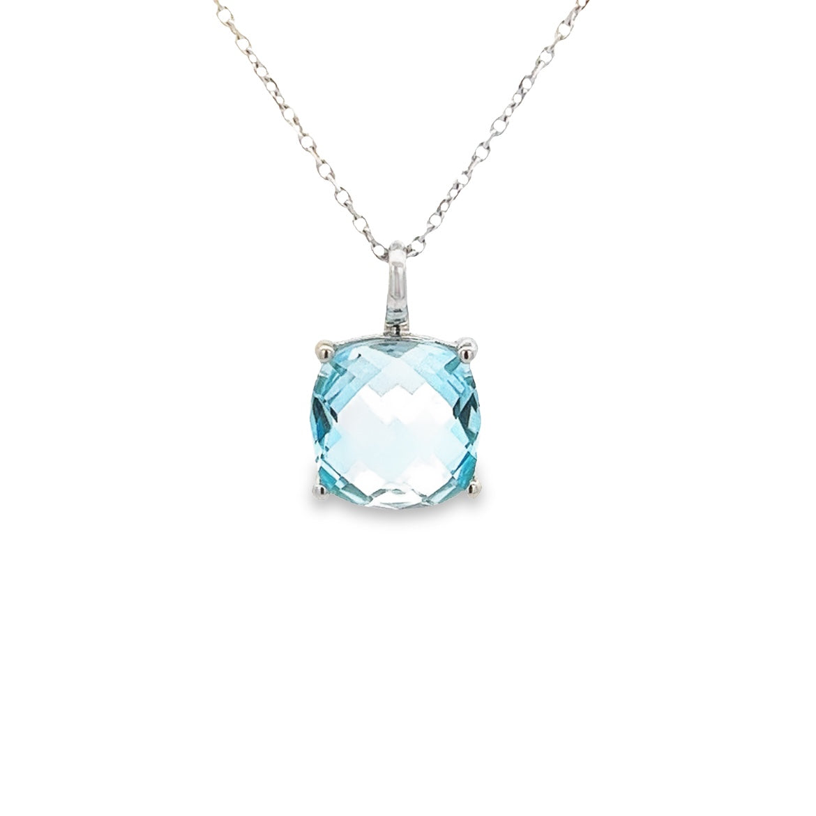 925 SILVER PLATED BLUE TOPAZ PENDANT