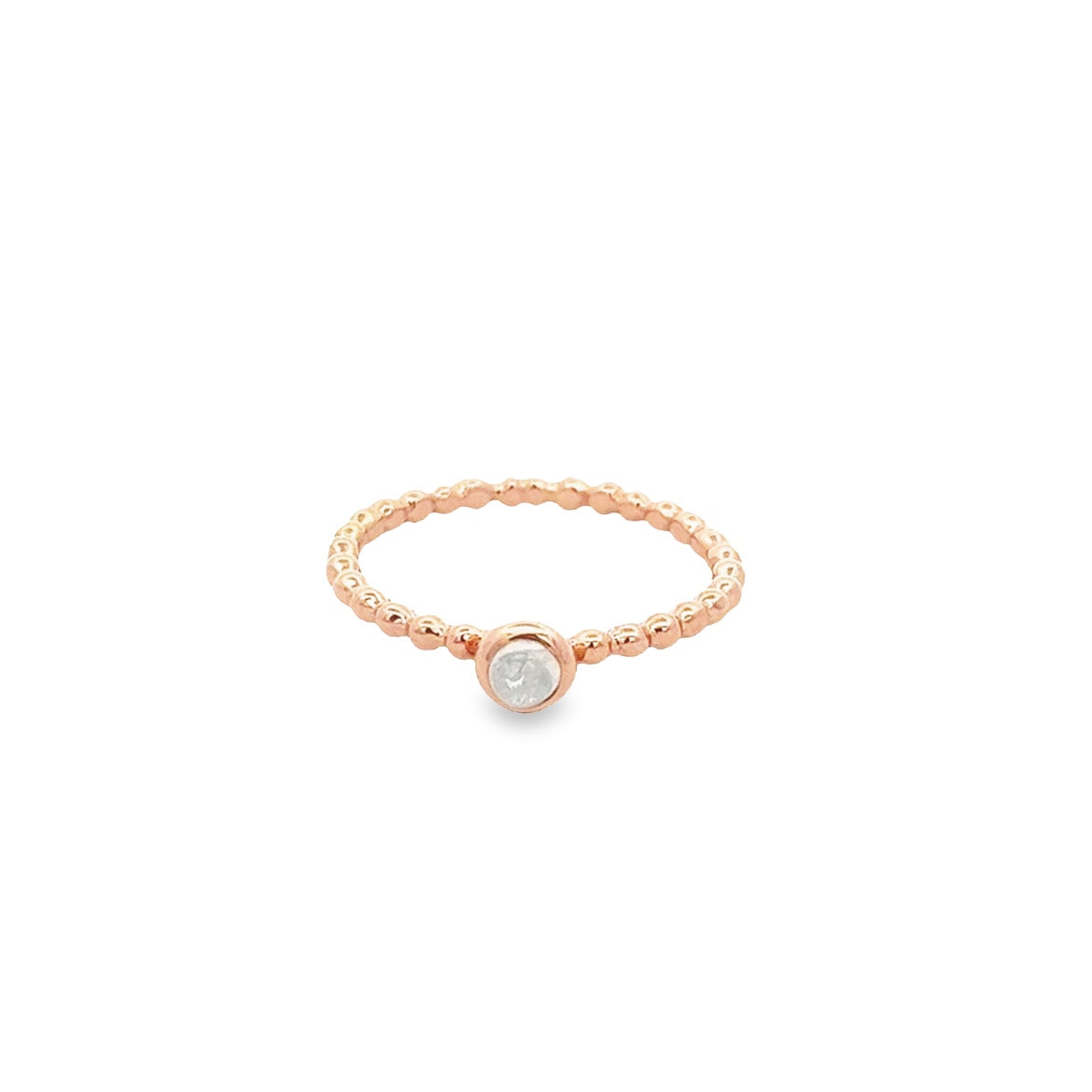 925 SILVER ROSE GOLD ROUND MOONSTONE RING