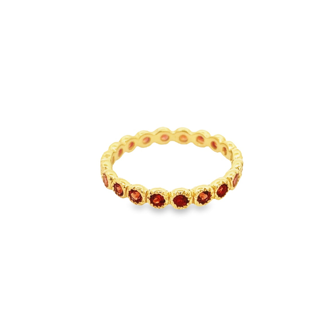 925 SIVER GOLD PLATED GARNET INFINITY RING