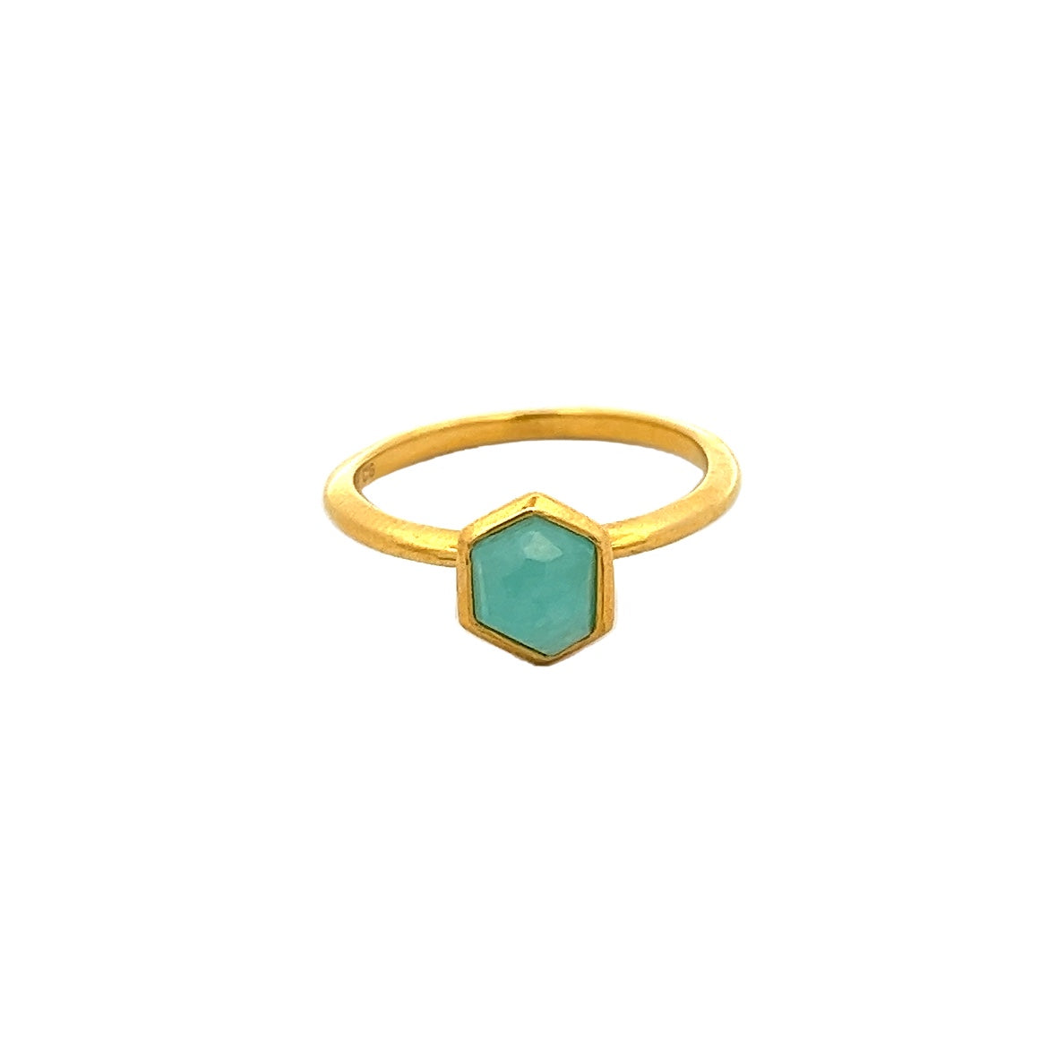 925 SILVER GOLD PLATED AMAZONITE RING