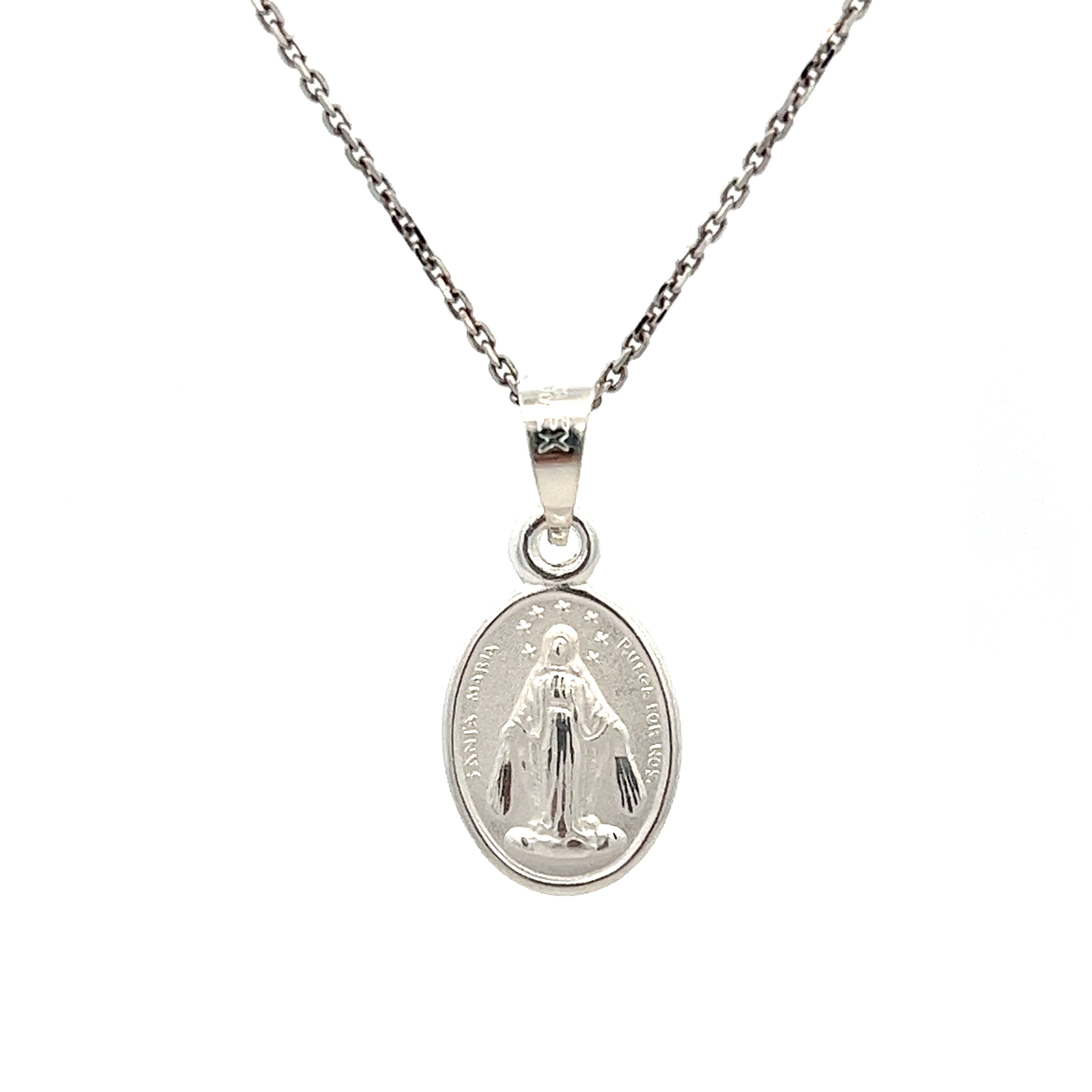925 SILVER PLATED MIRACULOUS VIRGIN SMALL MEDAL