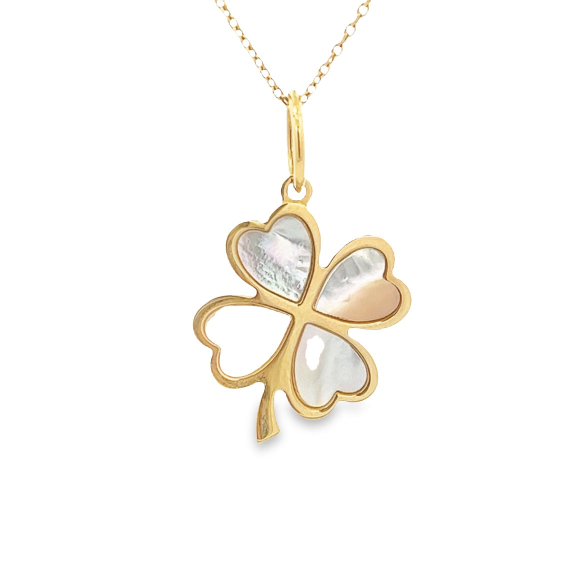 14K MOTHER OF PEARL CLOVER PENDANT