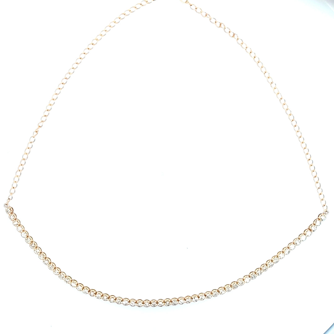 COLLAR DE TENIS CON DIAMANTES EN MONTURA EN ORO AMARILLO DE 14 K