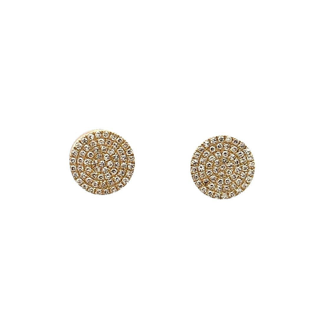 14K GOLD ROUND PAVE DIAMOND STUD EARRINGS