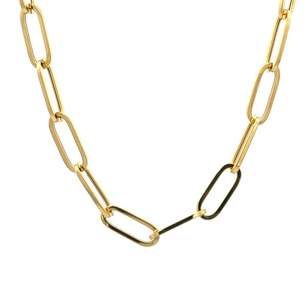 16 INCH PAPER CLIP LINKS CHAIN SET IN 14K YELLOW GOLD