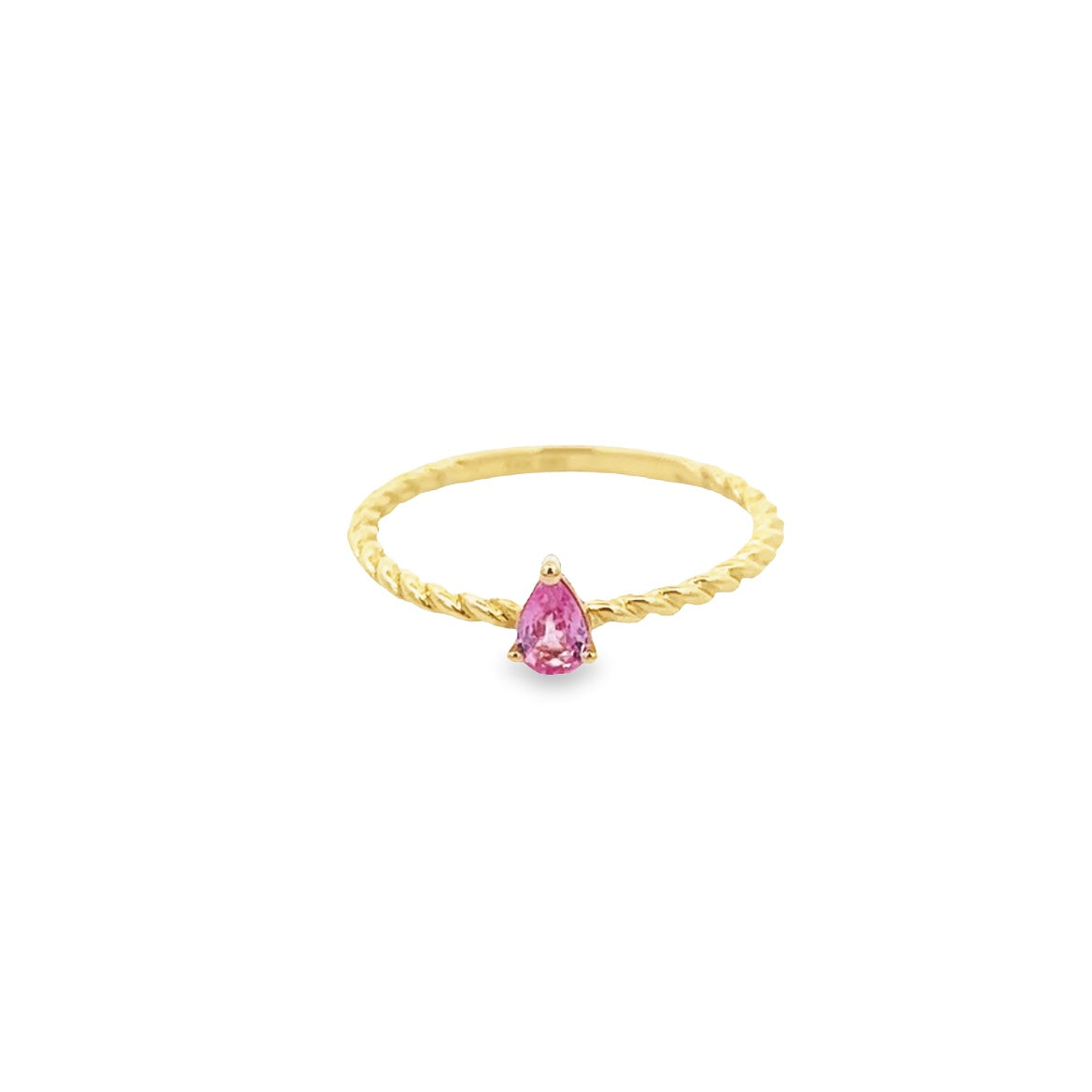 14K GOLD PINK SAPPHIRE PEAR SHAPE RING
