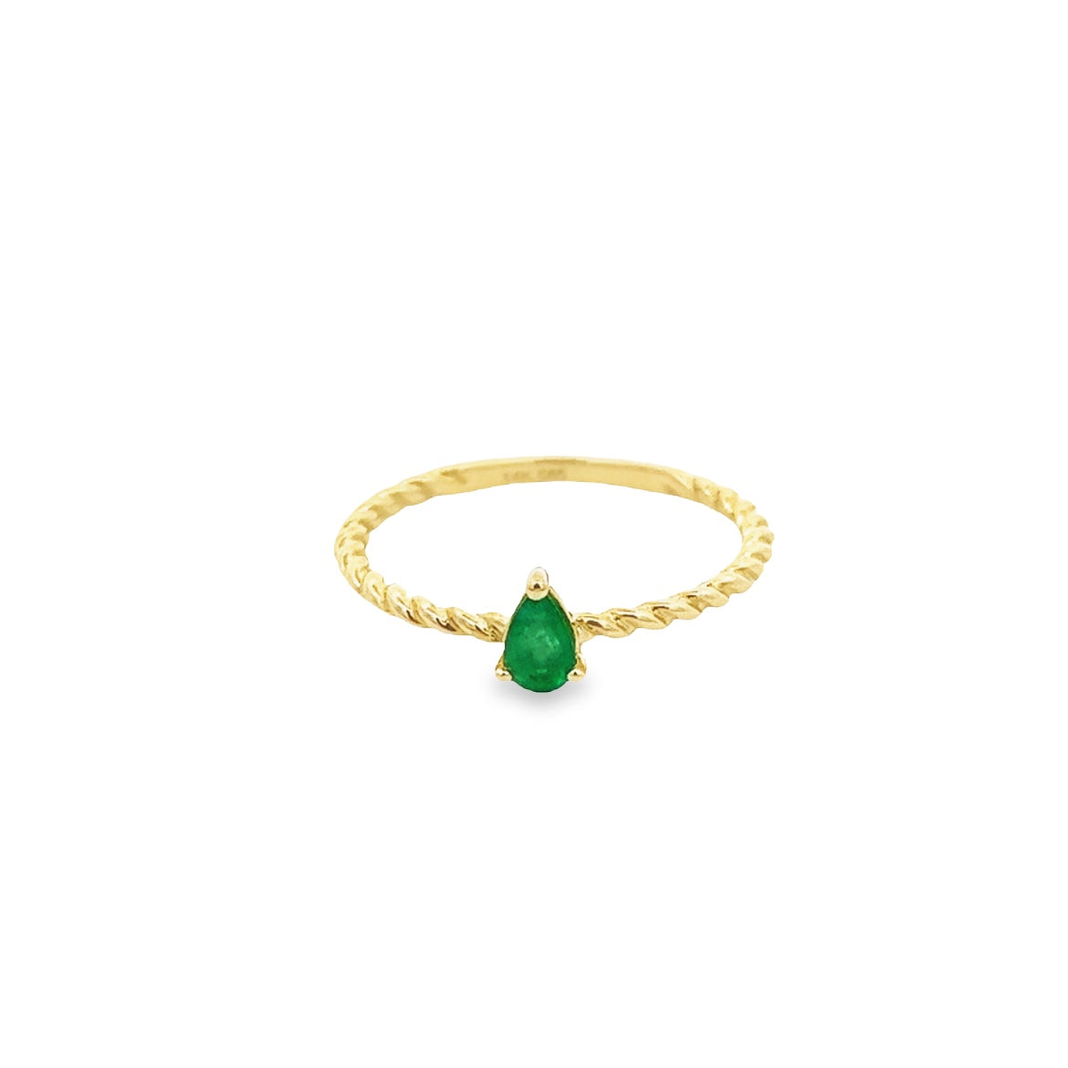 14K GOLD EMERALD PEAR RING