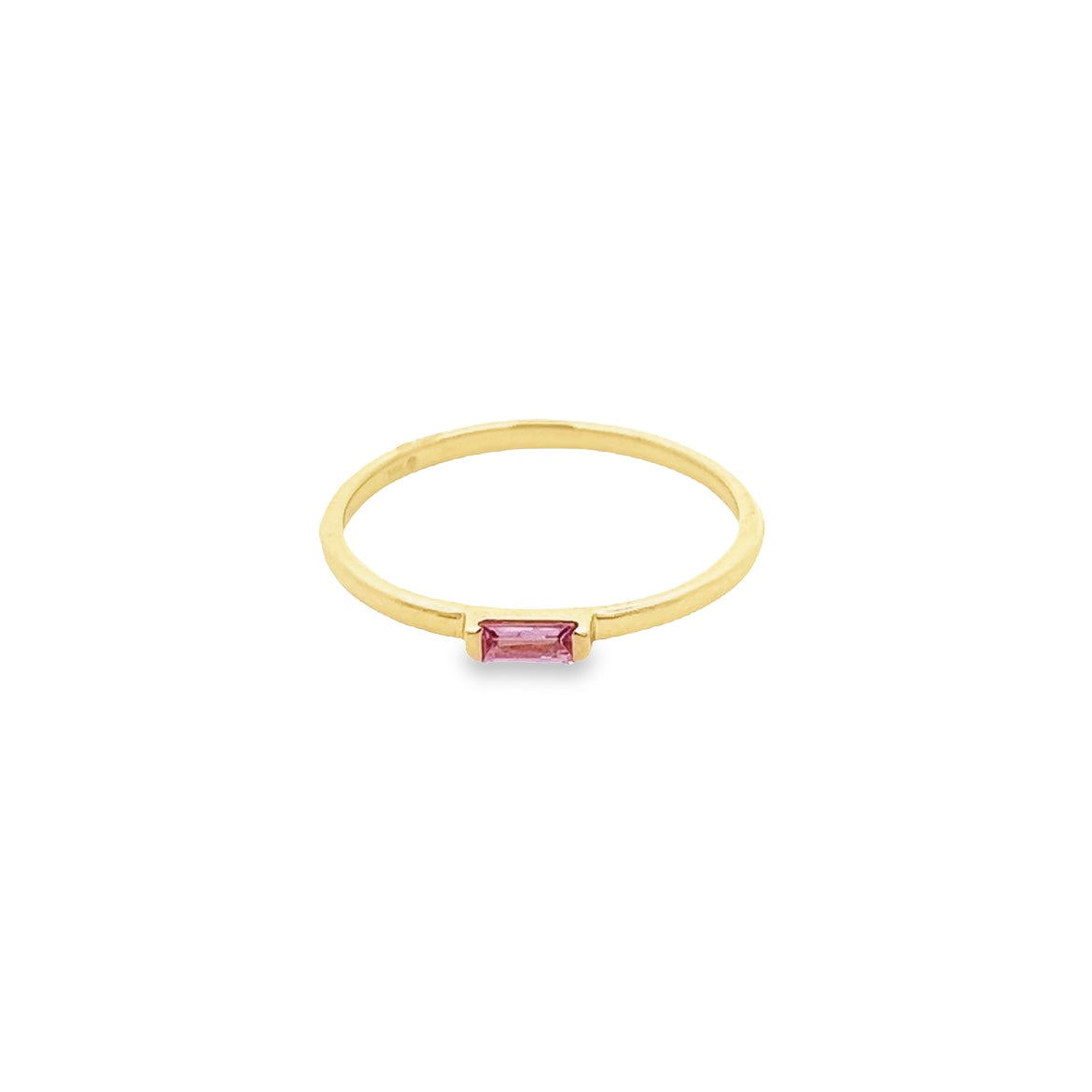 14K GOLD PINK SAPPHIRE BAGUETTE RING