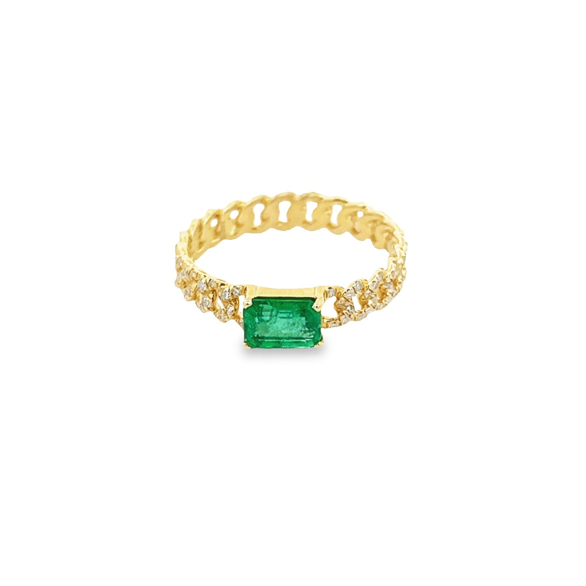 14K GOLD EMERALD CHAIN RING