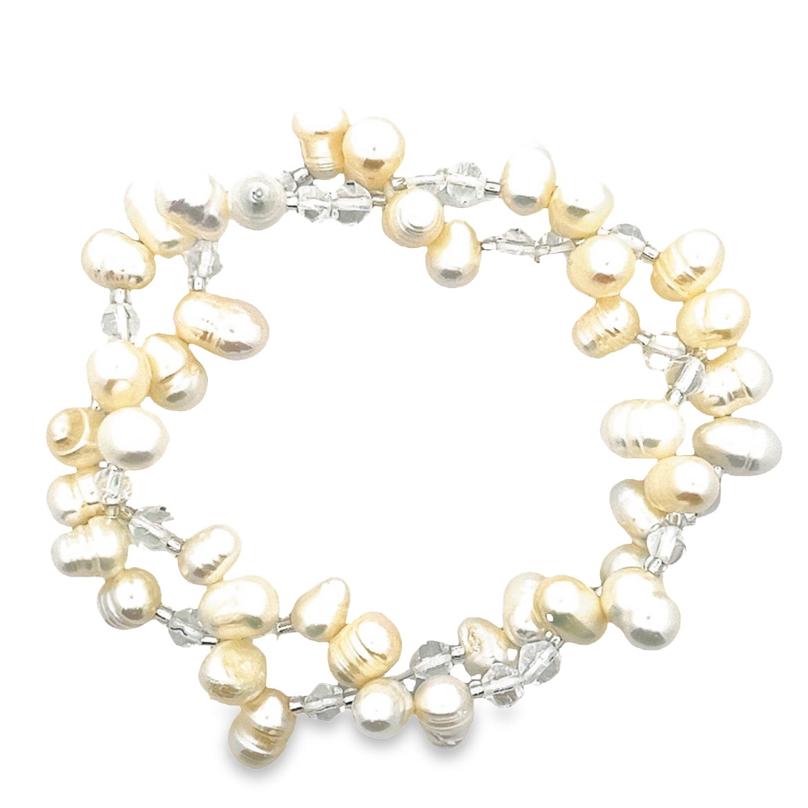 925 SILVER BRACELET WHITE PEARL AND CRYSTAL