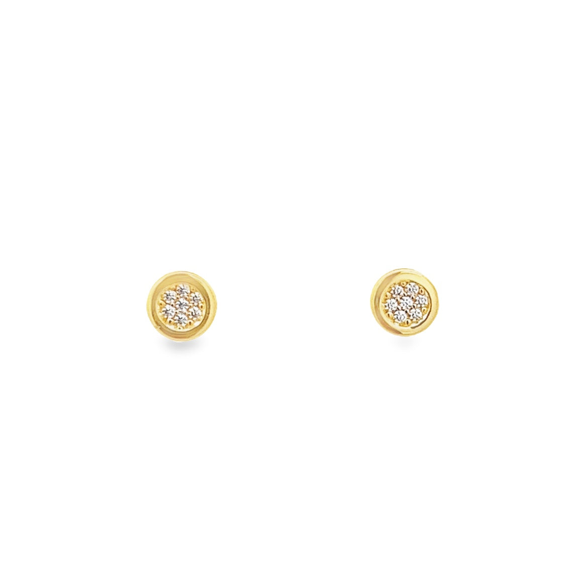 14K GOLD BESEL ROUND EARRINGS WITH CRYSTALS