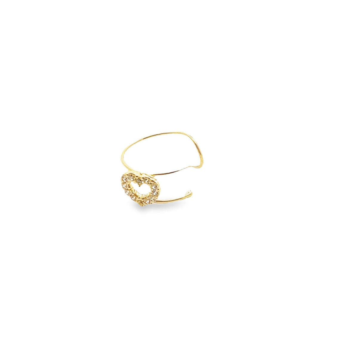 14K GOLD HEART EARCUFF WITH CRYSTALS