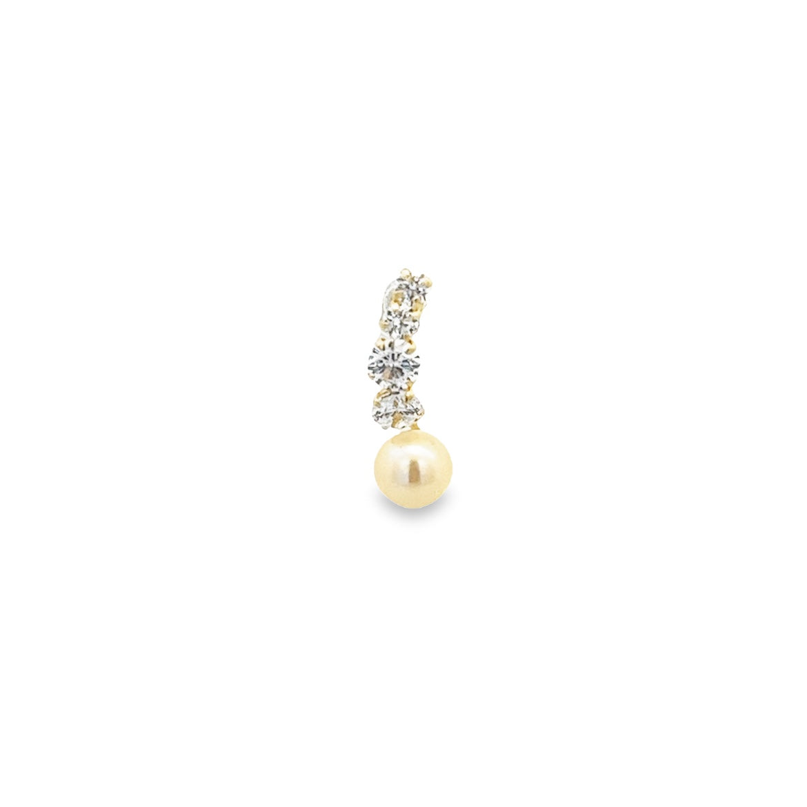 14K GOLD SINGLE PIERCING WITH PEARL AND CRYSTALS