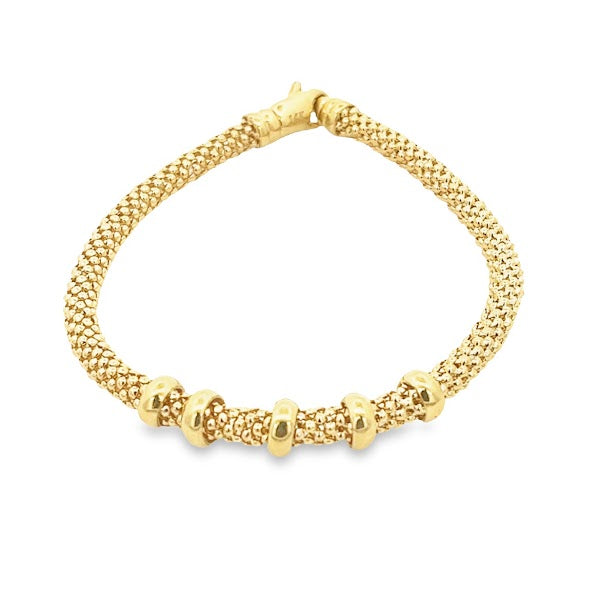 MESH BANGLE WITH GOLD ACCENTS SET IN 14K YELOW GOLD