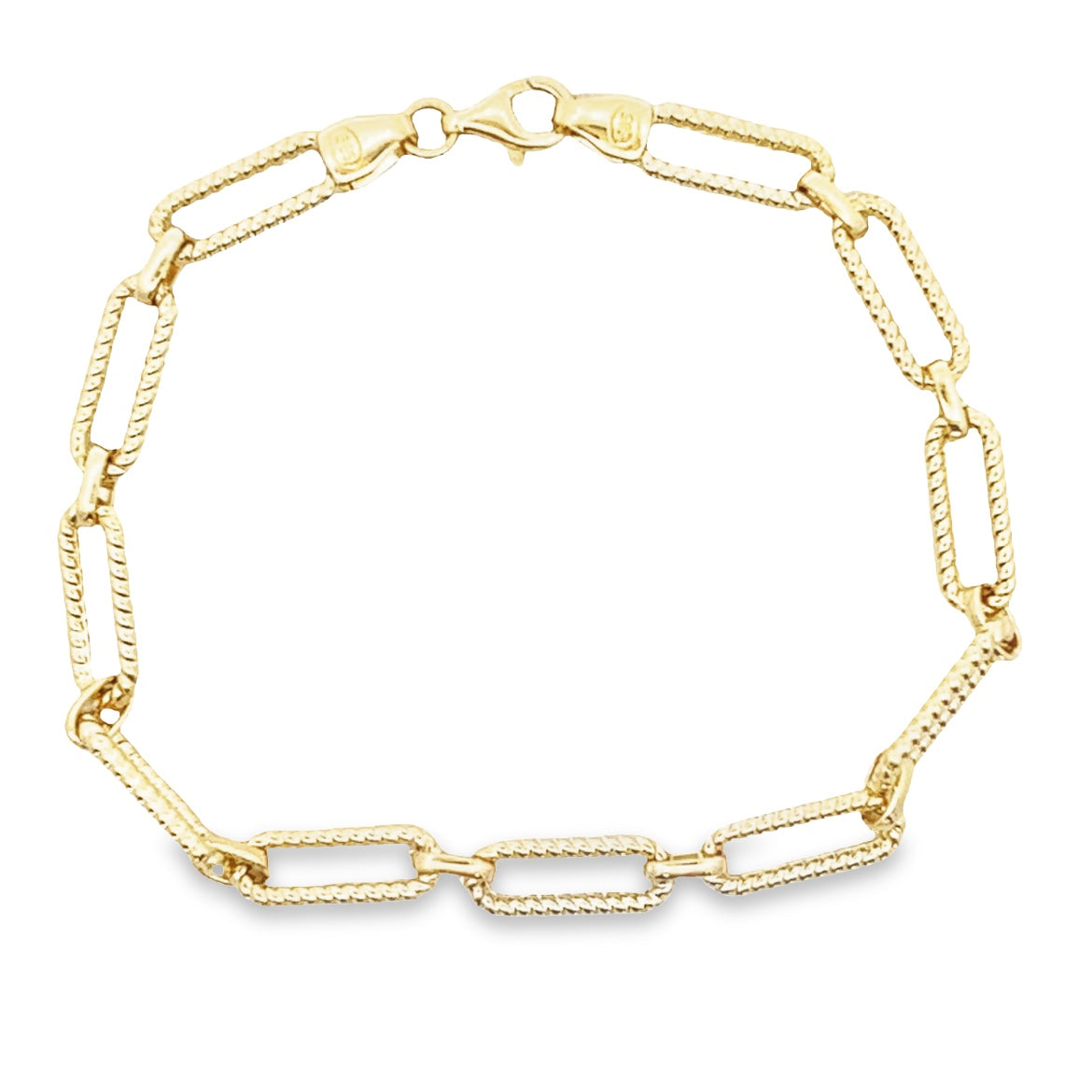 14K GOLD LINK BRECELET WITH MESH TEXTURE