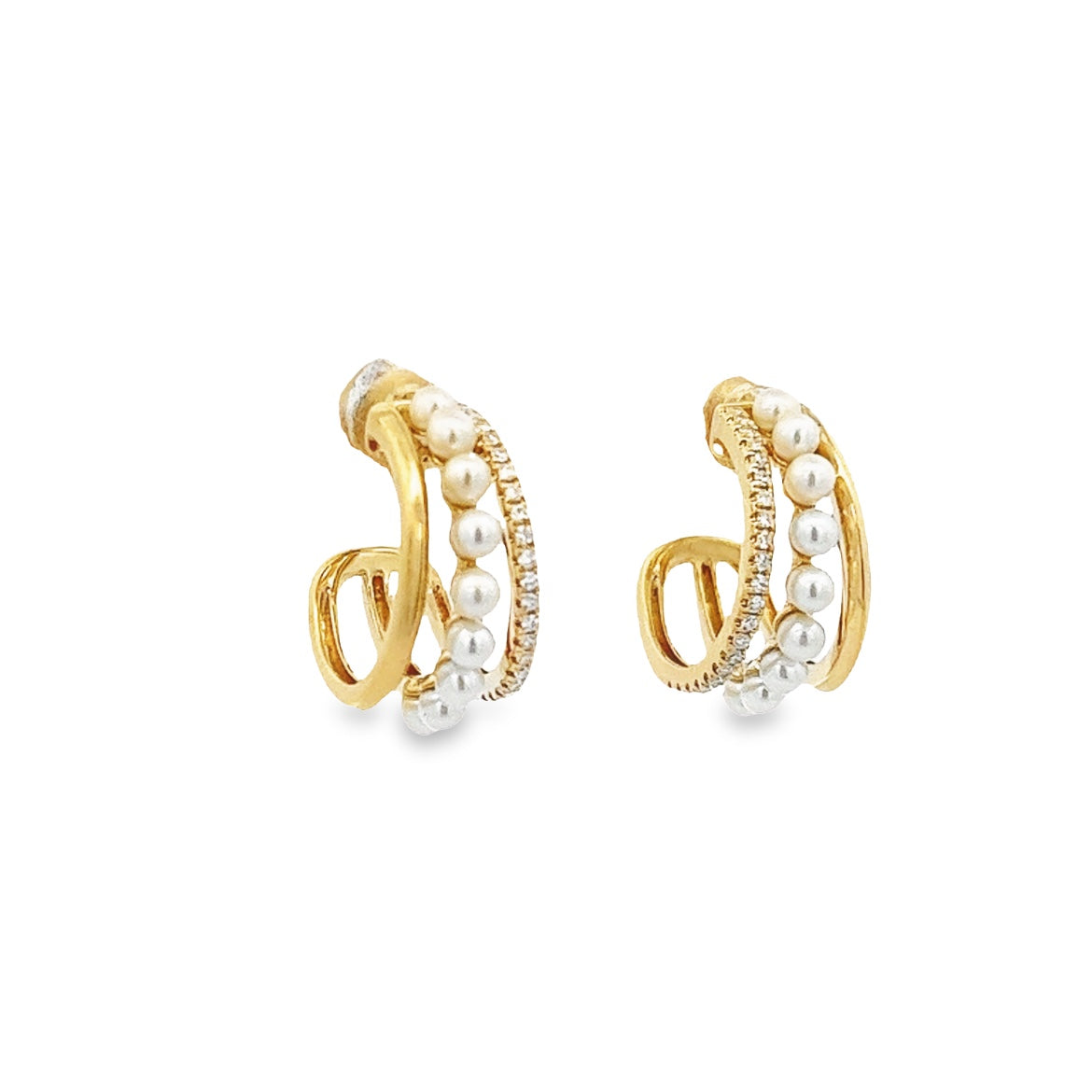 14K GOLD PEARL AND DIAMOND EARRING