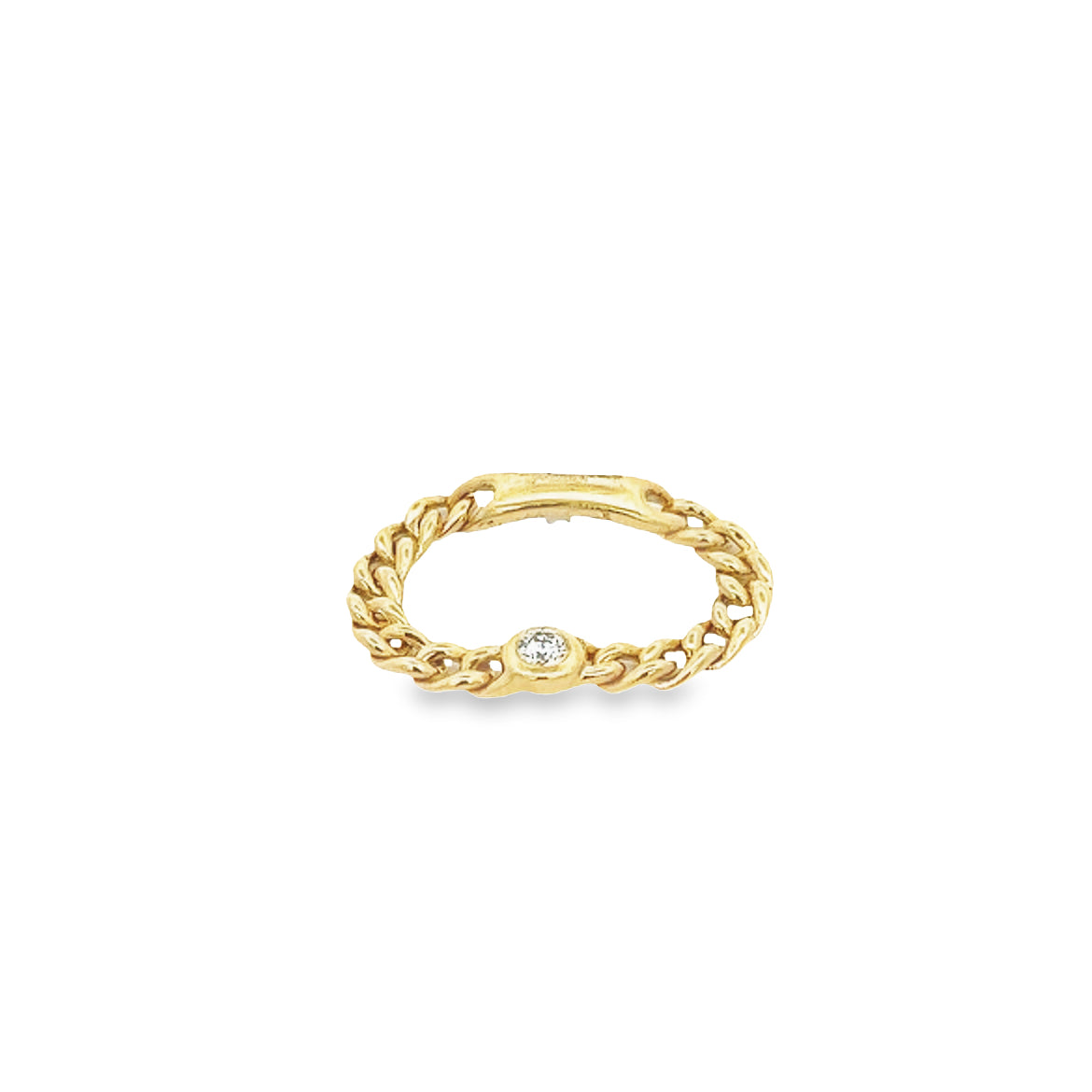 DIAMOND BEZEL LINK RING SET IN 14K YELLOW GOLD