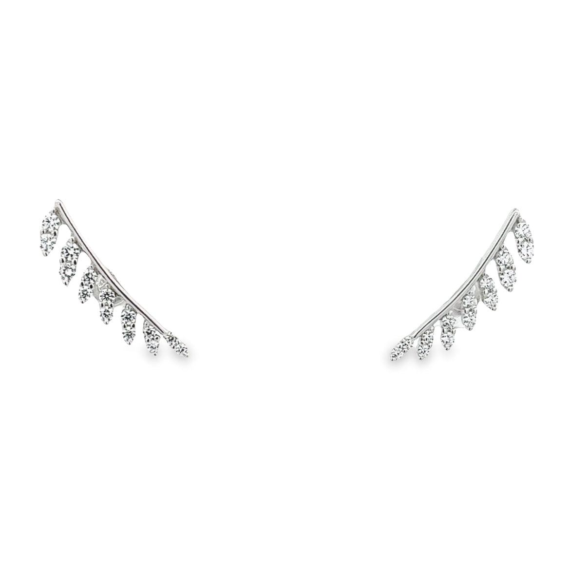 925 SILVER PLATED LEAF EARRINGS WITH CRYSTALS