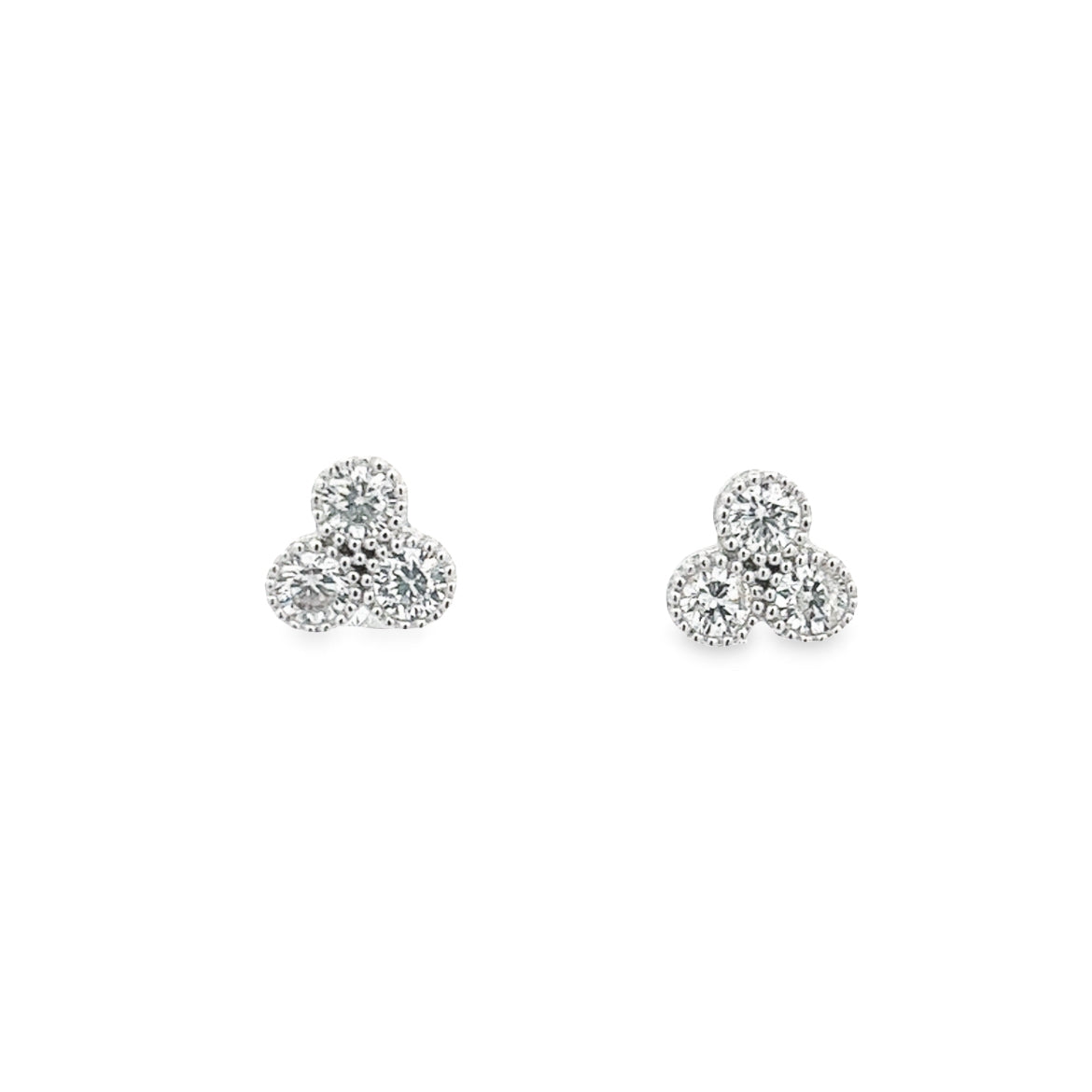 925 SILVER PLATED TRIPLE CLUSTER STUDS WITH CRYSTALS