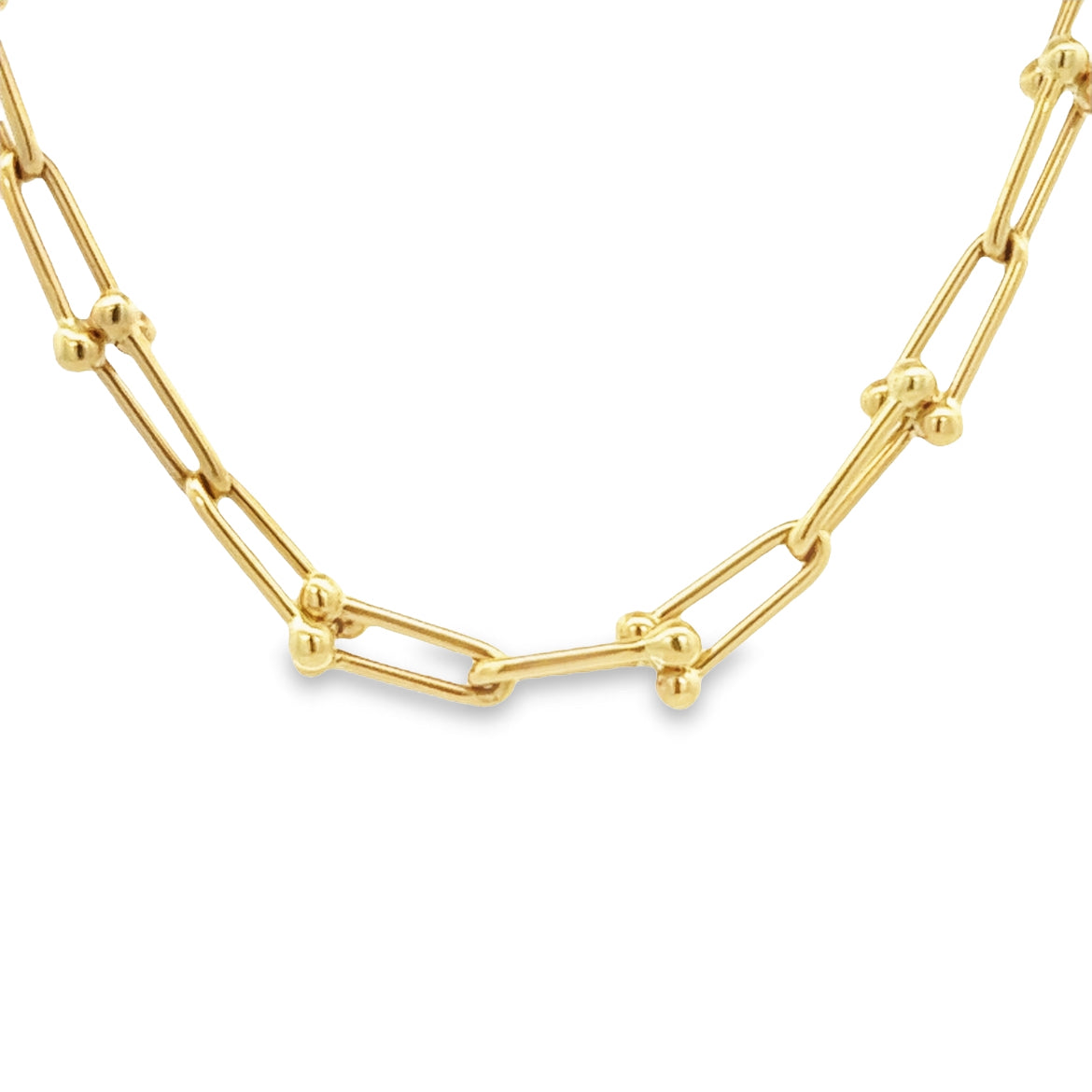 LINK CHAIN NECKLACE WITH DOTS IN 14K YELLOW GOLD