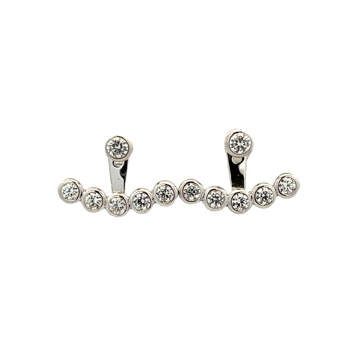 925 SILVER PLATED BEZEL EARRINGS WITH CRYSTALS