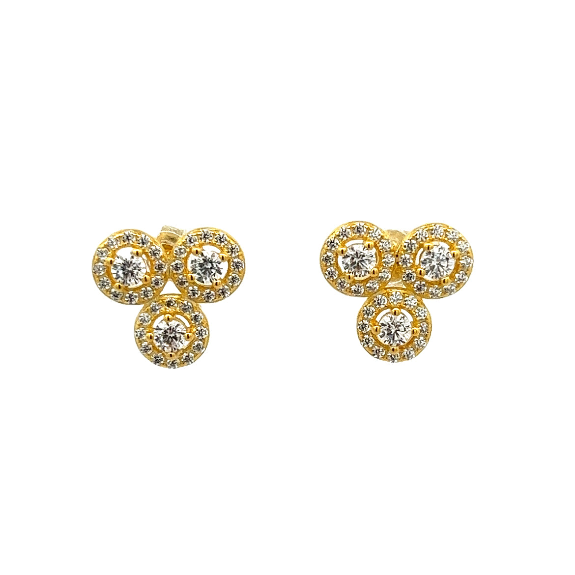 929 SILVER GOLD PLATED STUDS EARRINGS WITH CRYSTALS