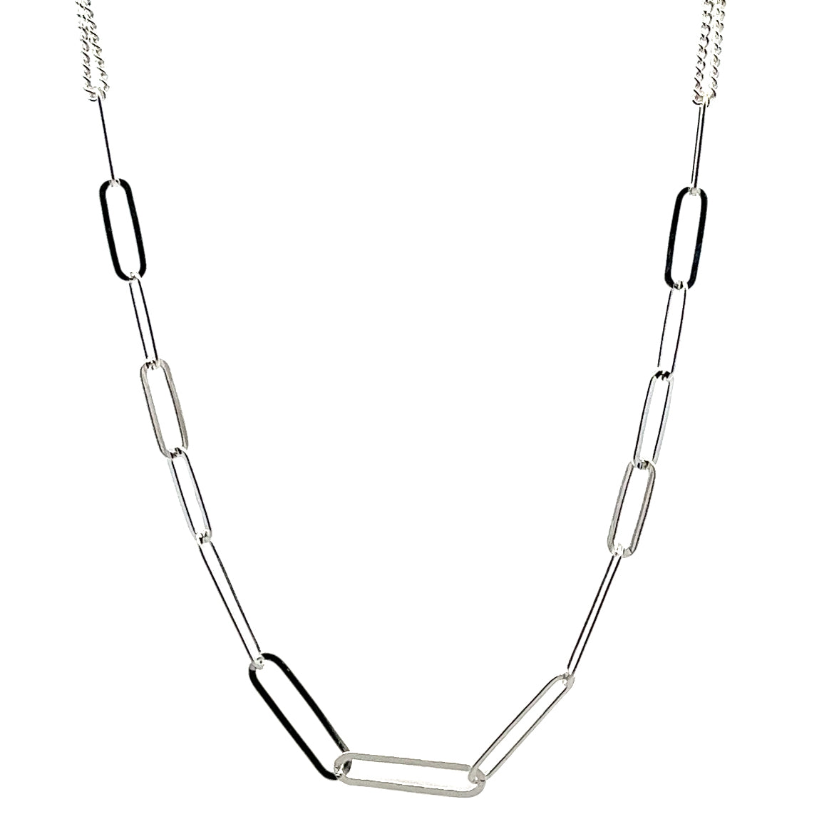 925 SILVER PLATED PAPER CLIP NECKLACE