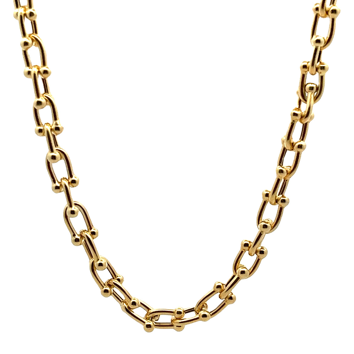 925 SILVER GOLD PLATED HORSE SHOE LINKS NECKLACE