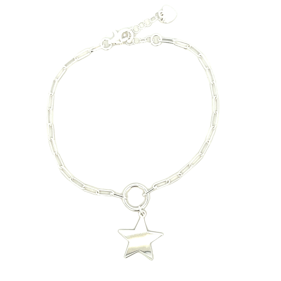 925 SILVER PLATED STAR CHARM PAPER CLIP BRACELET