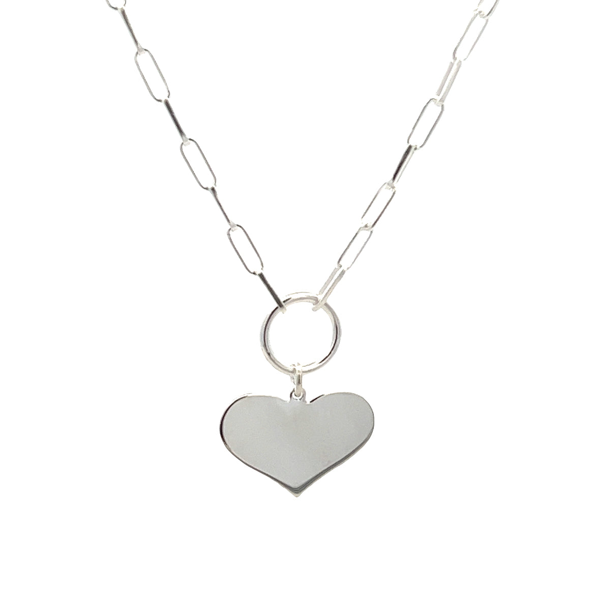 925 SILVER PLATED HEART PAPER CLIP NECKLACE