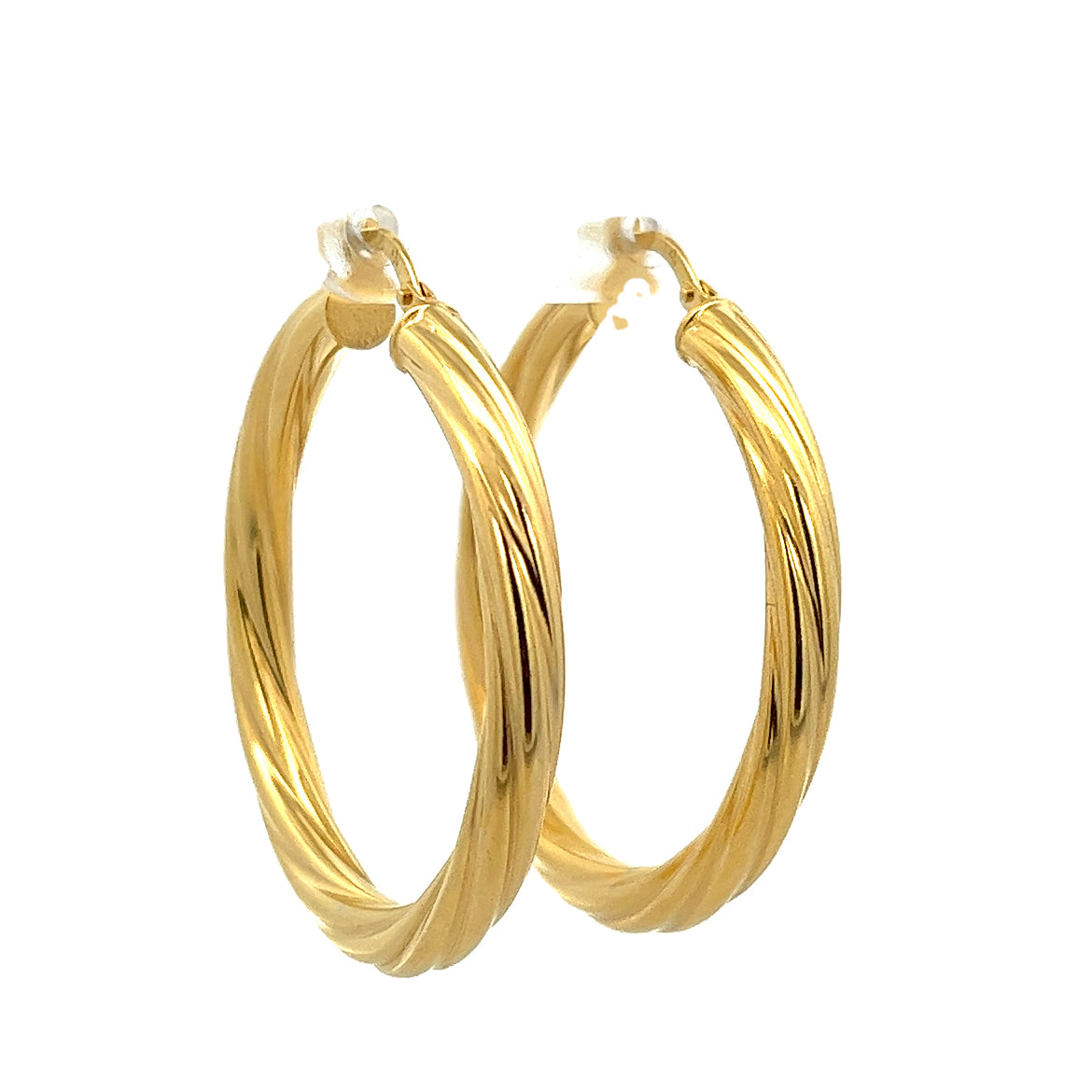 925 SILVER GOLD PLATED TEXTURED HOOPS