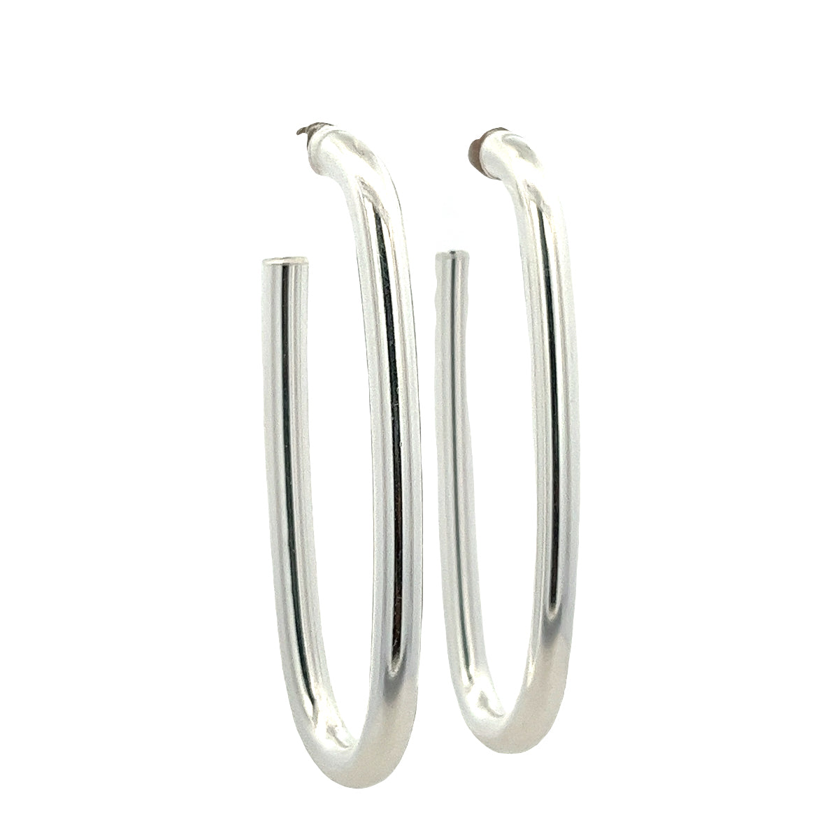 925 SILVER PLATED THICKTUBLAR OVAL HOOPS