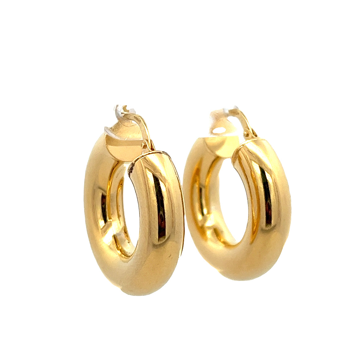 925 SILVER GOLD PLATED CHUNKY HOOPS