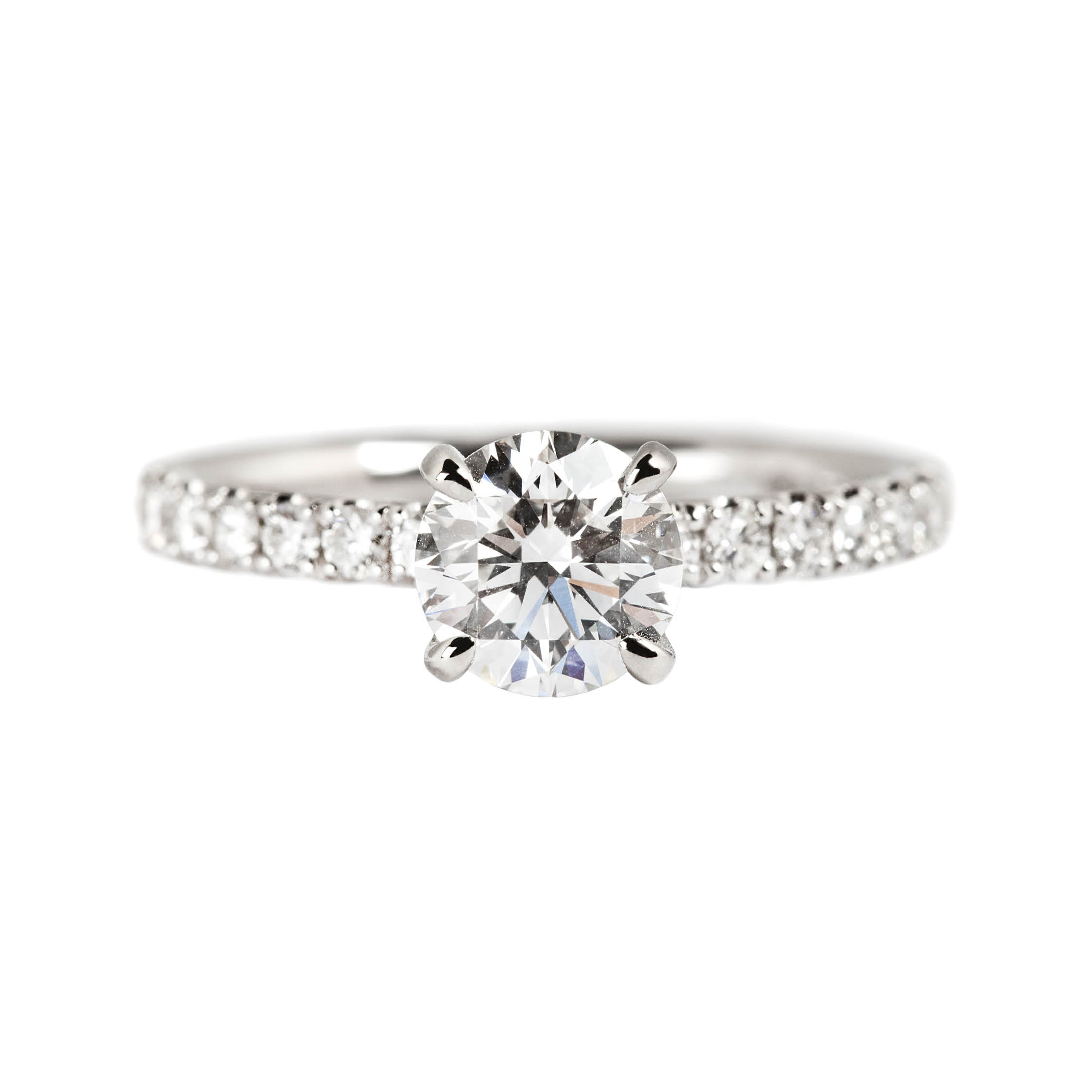 14K WHITE GOLD MICROPRONG RING