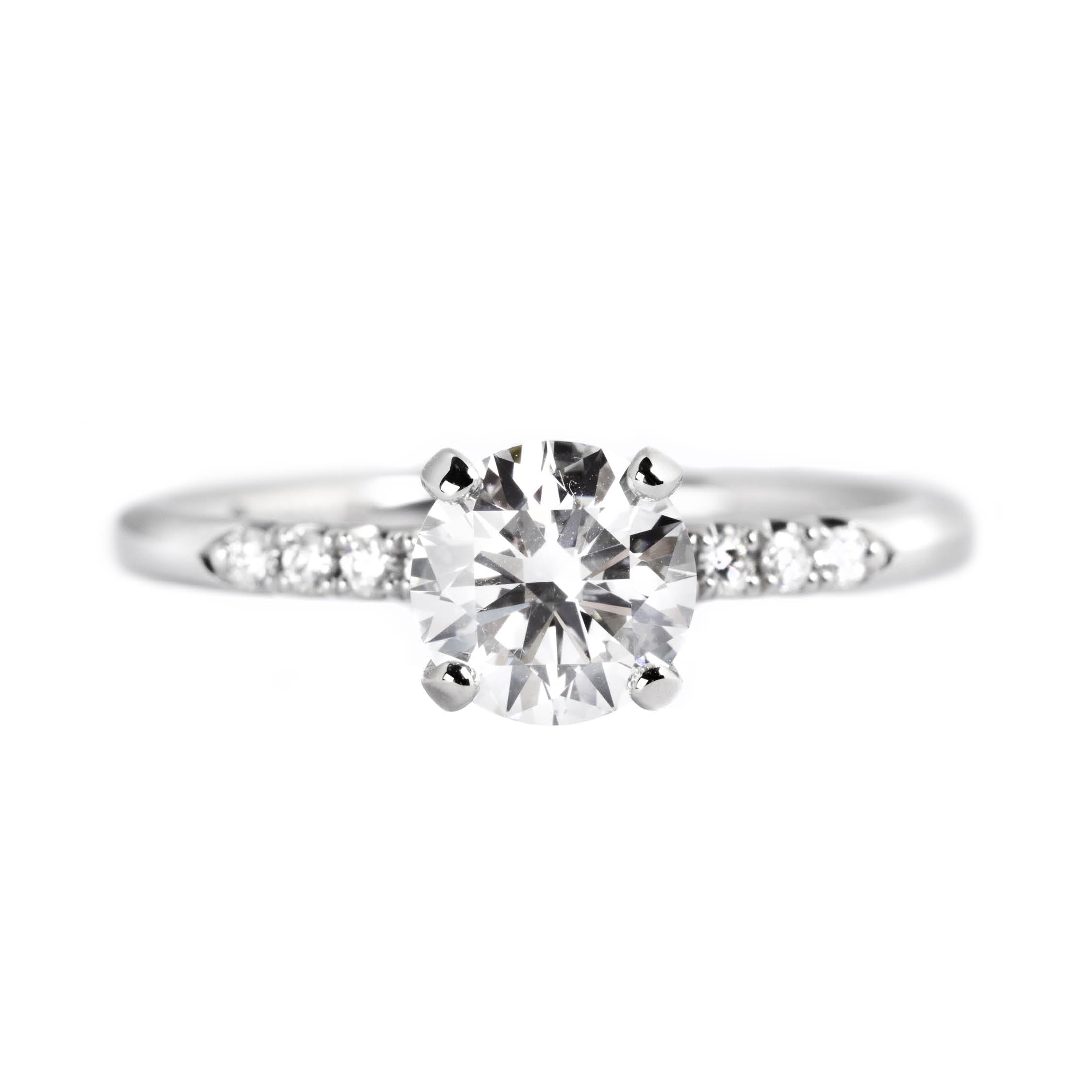 14K WHITE GOLD MICROPRONG RING