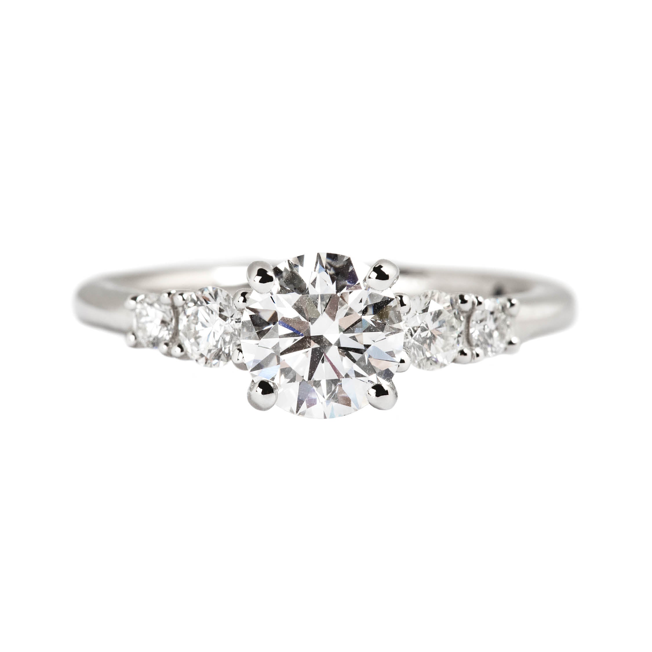 14K WHITE GOLD FIVE STONE RING