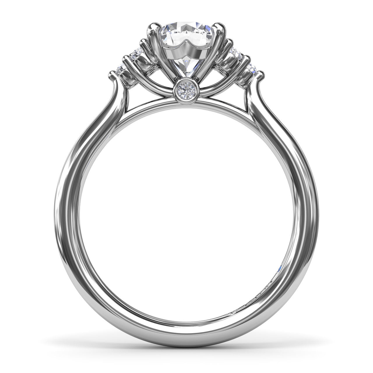 14K WHITE GOLD SIDE STONE SETTING RING