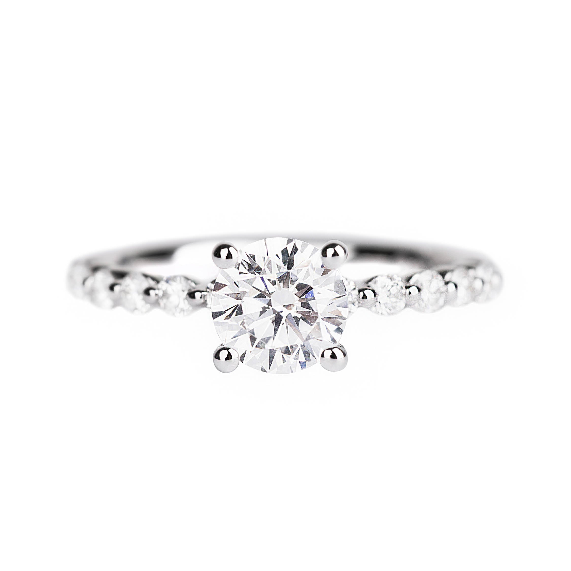 14K WHITE GOLD MICROPRONG RING