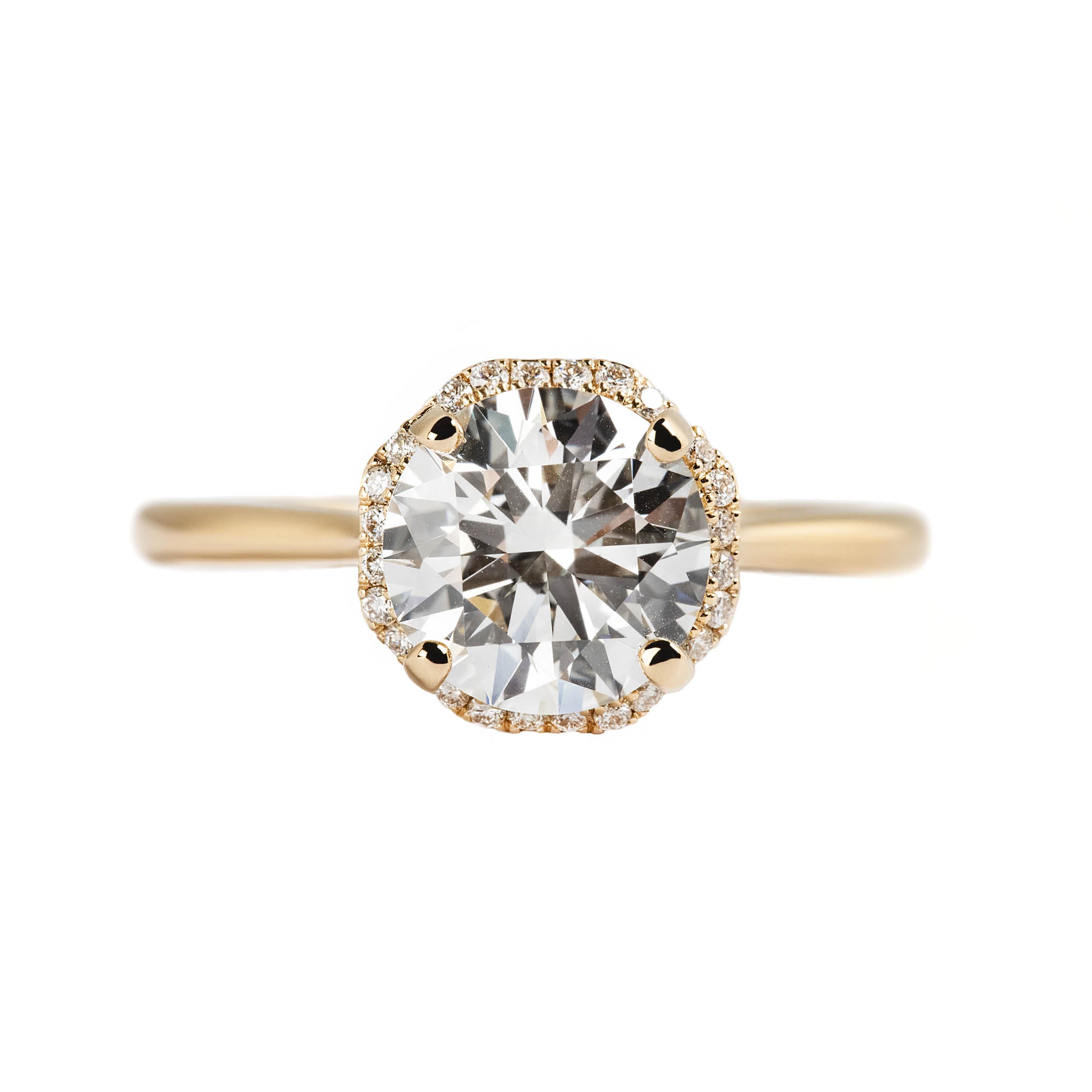 14K YELLOW GOLD HALO SETTING RING