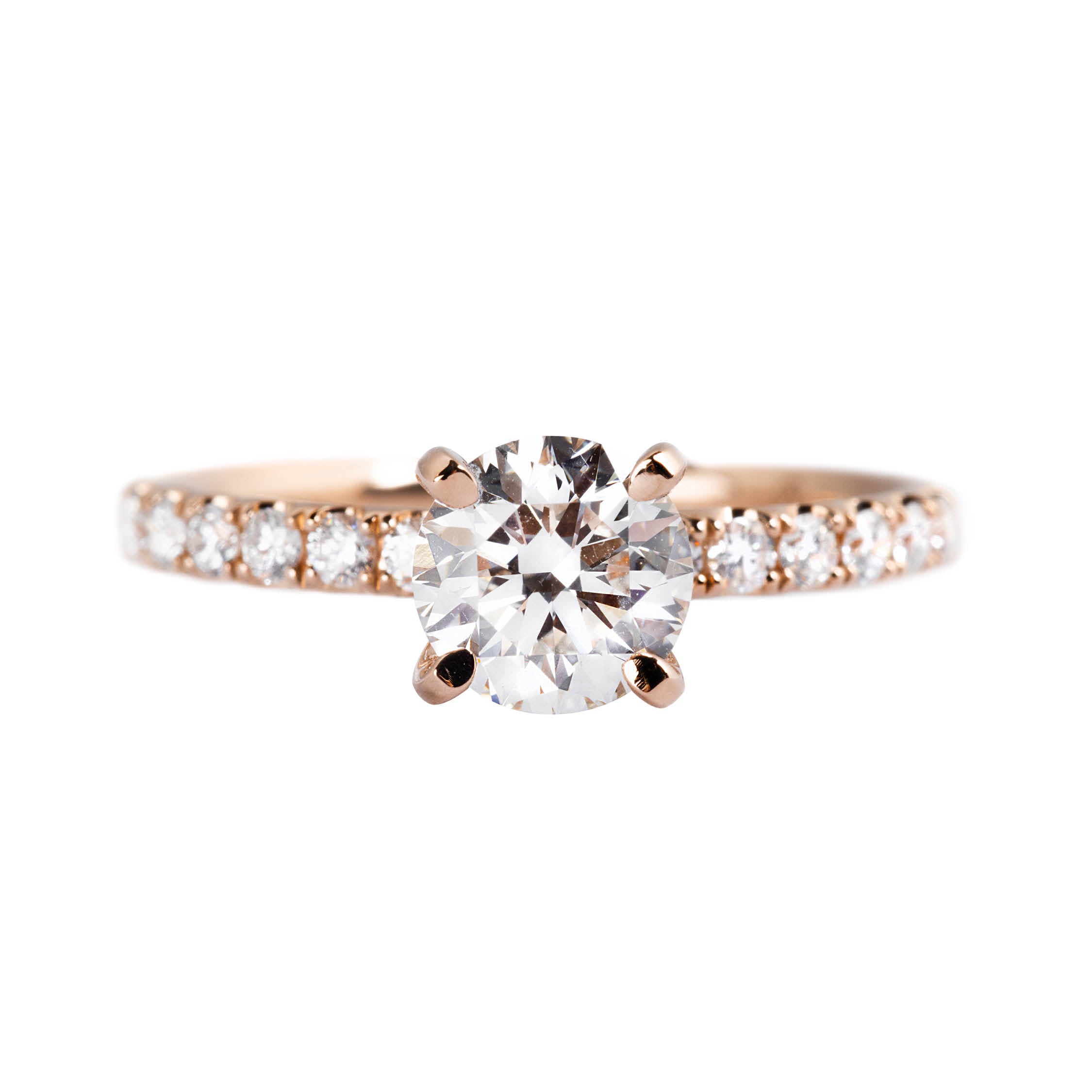 14K ROSE GOLD MICROPRONG RING