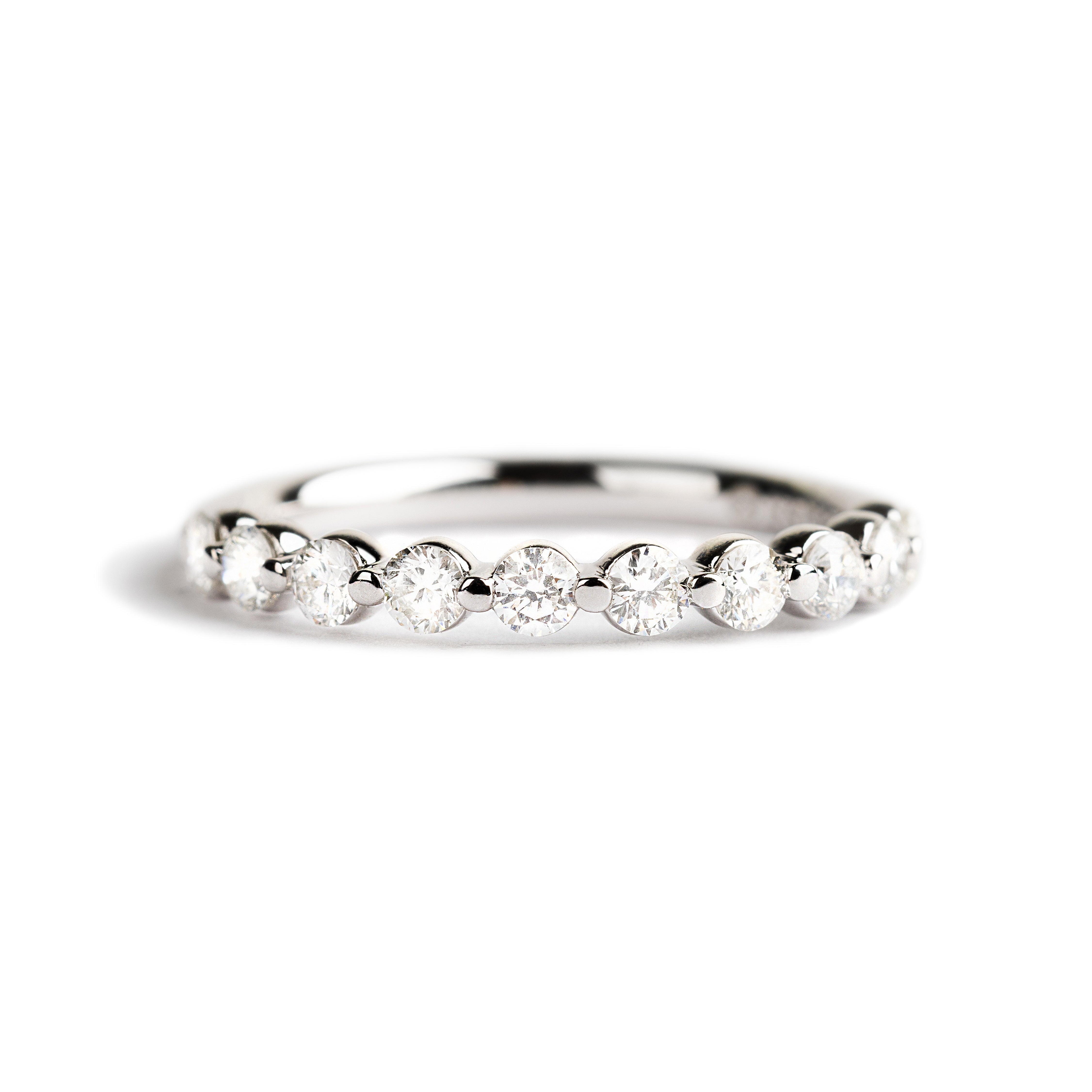 14K WHITE GOLD SEMI INFINITY WEDDING BAND FANA RING