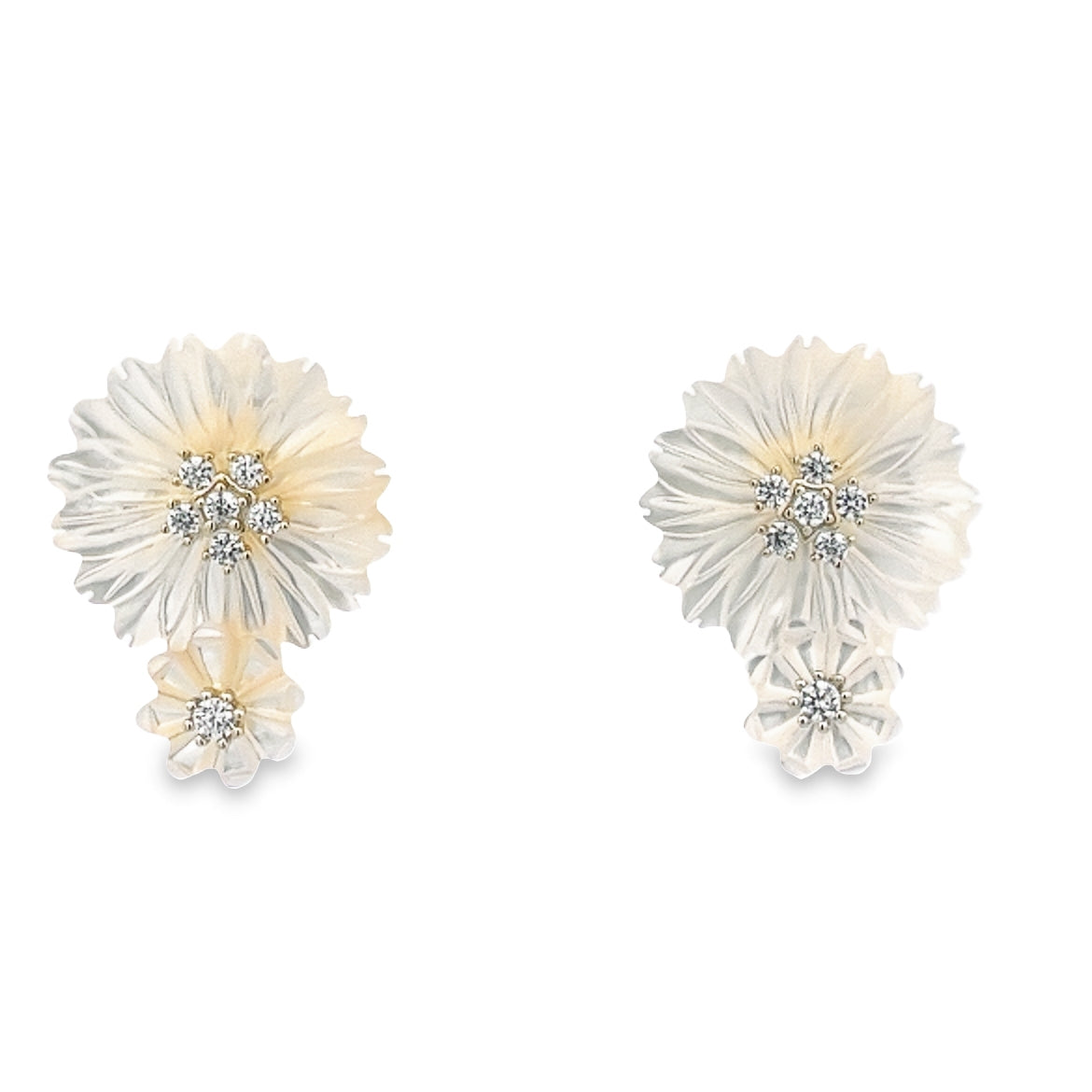925 SILVER GOLD PLATED FLOWER EARRINGS WITH MOTHER OF PEARL