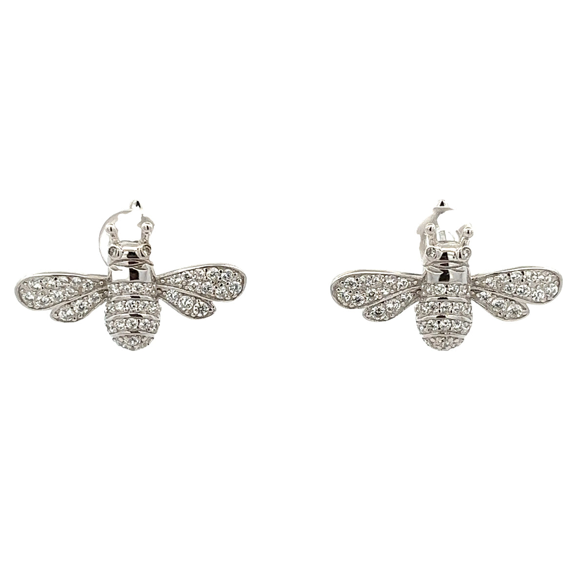 925 SILVER PLATED BEE PAVE CRYSTALS EARRINGS