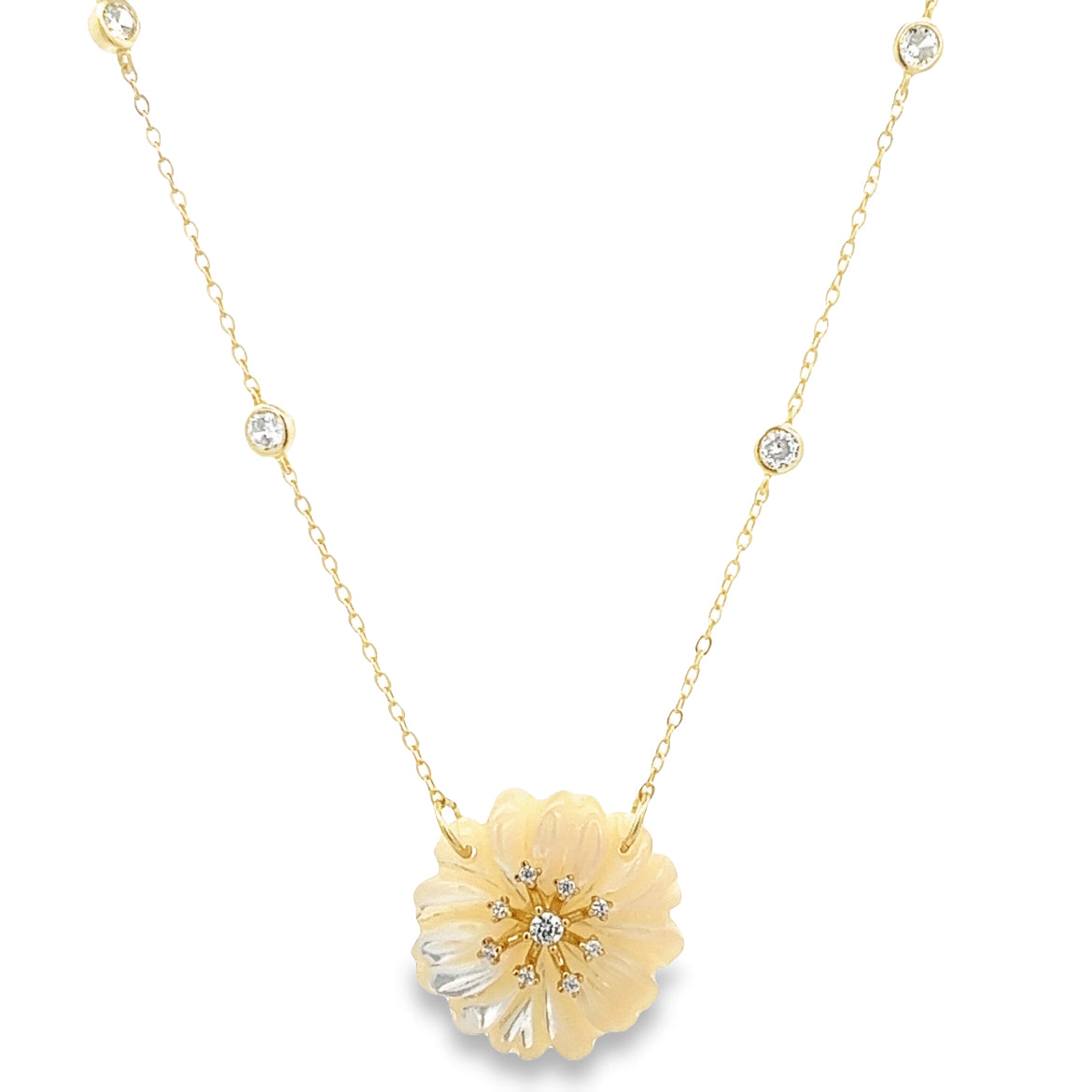 925 SILVER GOLD PLATED FLOWER NECKLACE