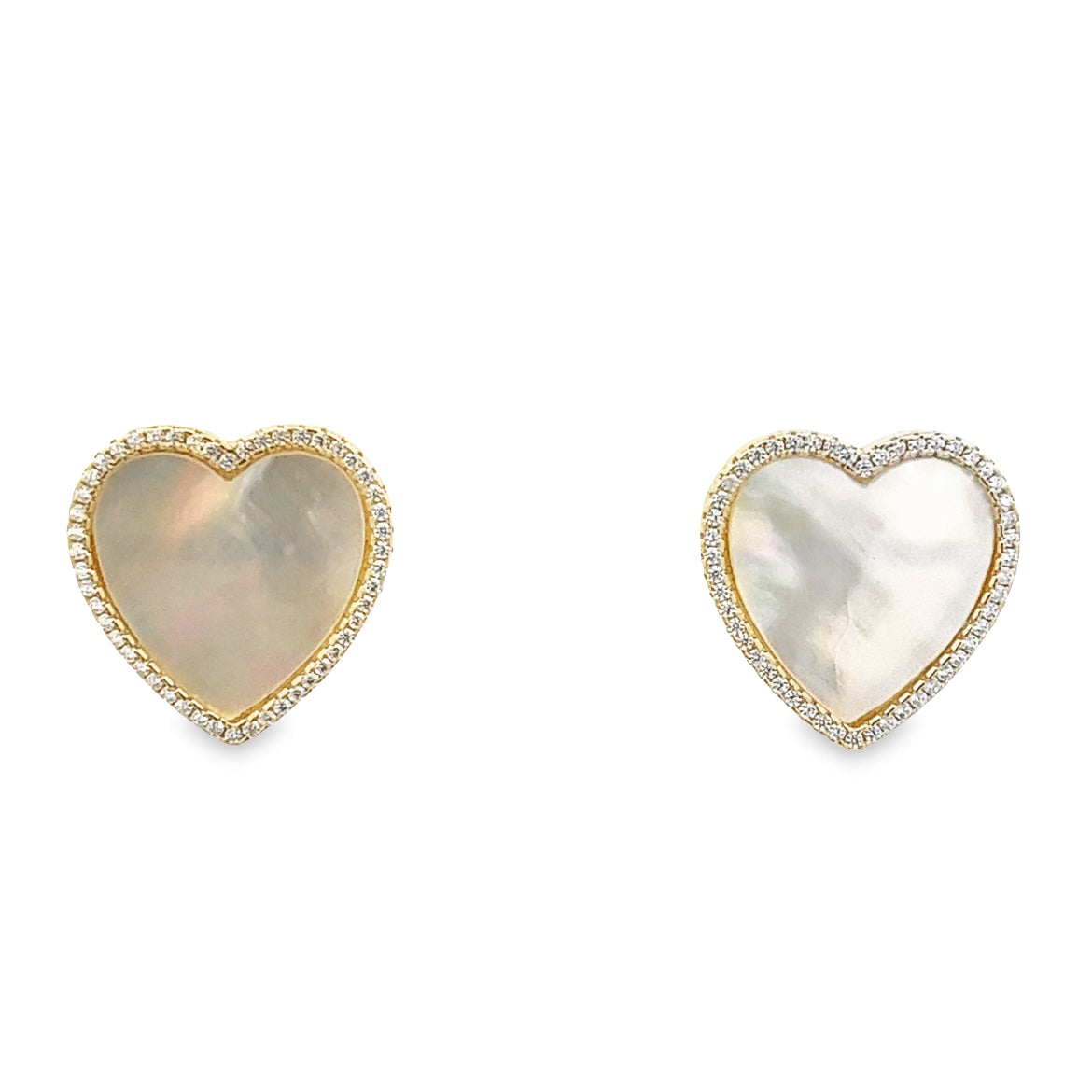 925 SILVER GOLD PLATED HEART EARRINGS WITH MOTHER OF PEARL