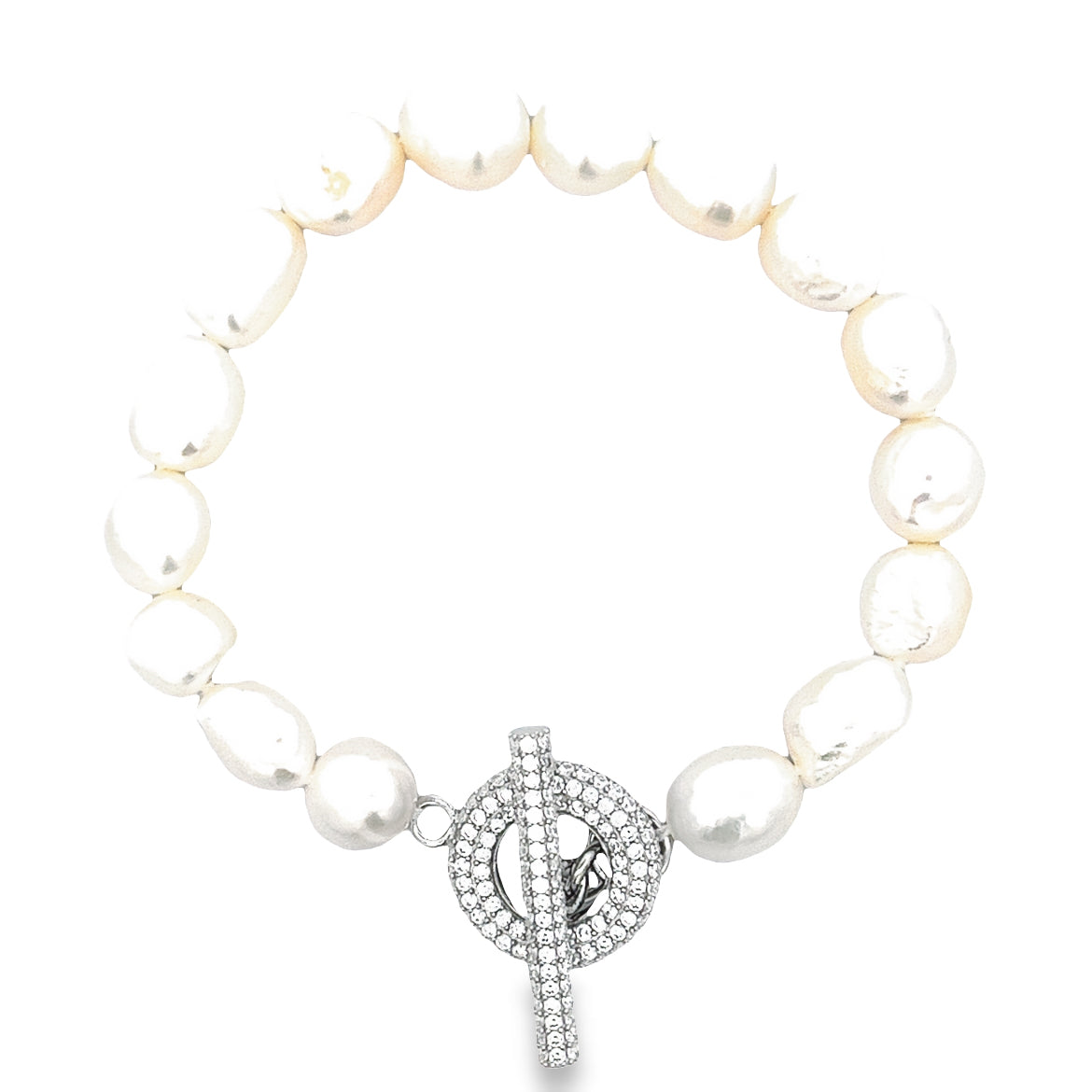 925 SILVER PLATED WHITE PEARL BRACELET
