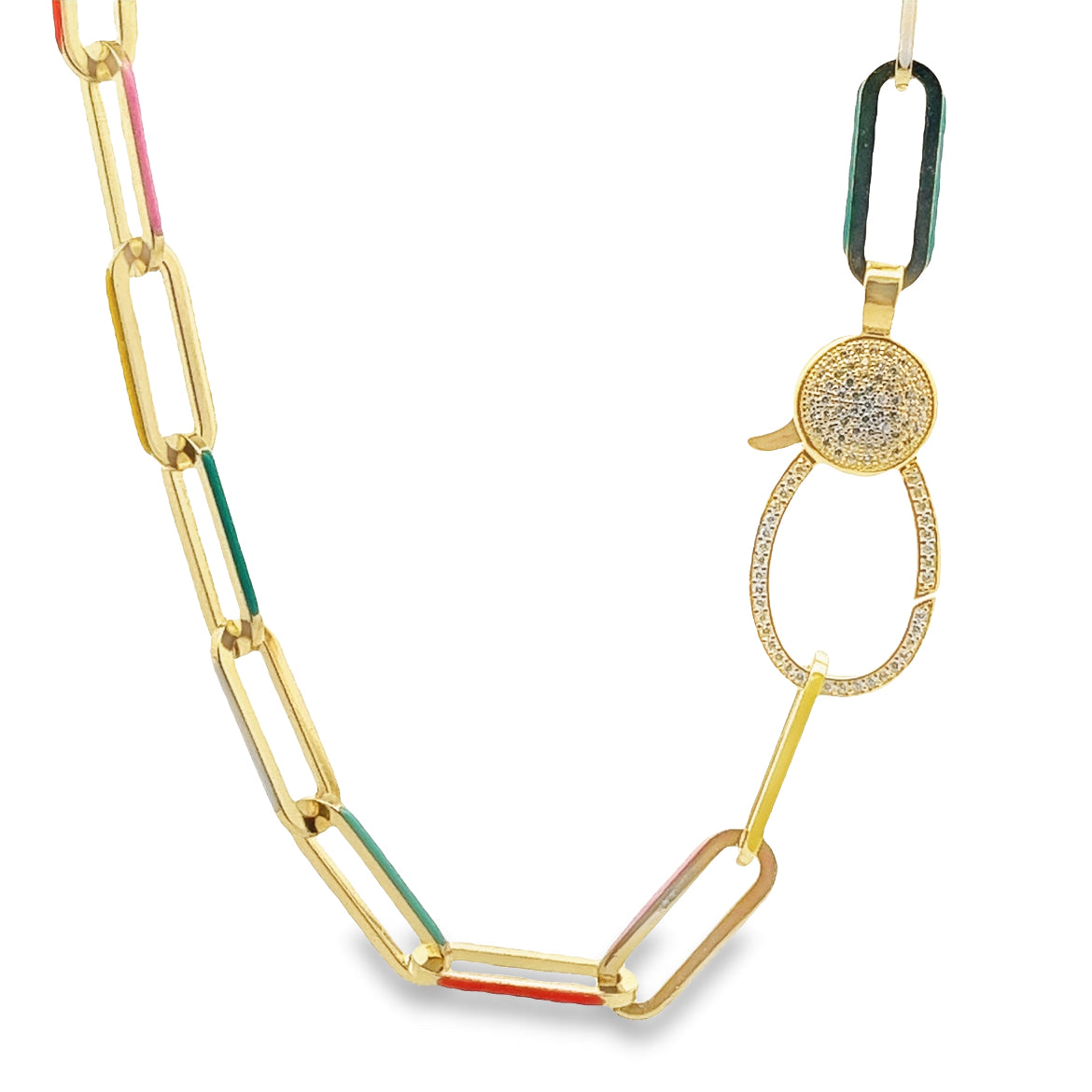 925 SILVER GOLD PLATED ENNAMEL COLORS LINKS NECKLACE